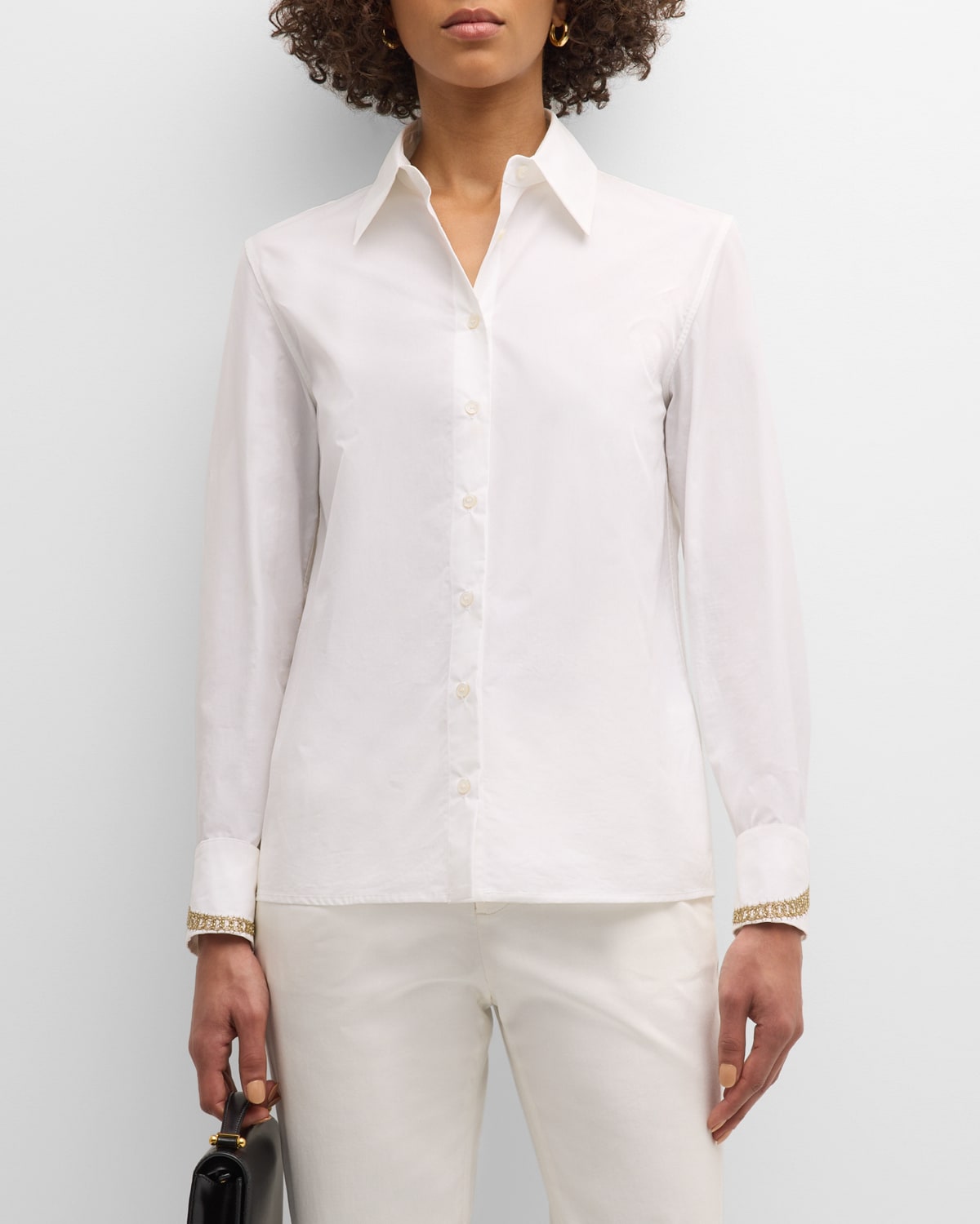 FABIANA FILIPPI Embroidered Button-Down Cotton Poplin Shirt