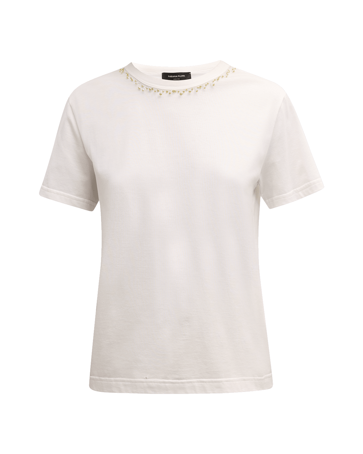 FABIANA FILIPPI Beaded Crewneck Cotton Jersey T-Shirt