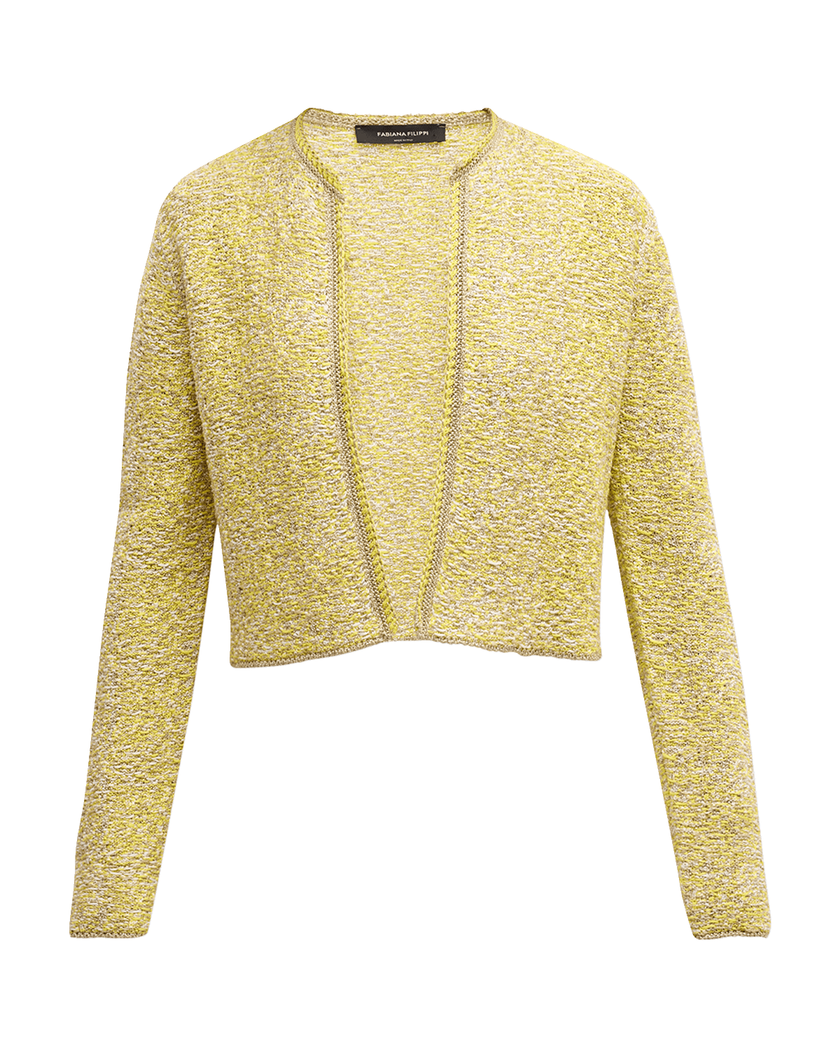 FABIANA FILIPPI Cropped Open-Front Metallic Tweed Cardigan