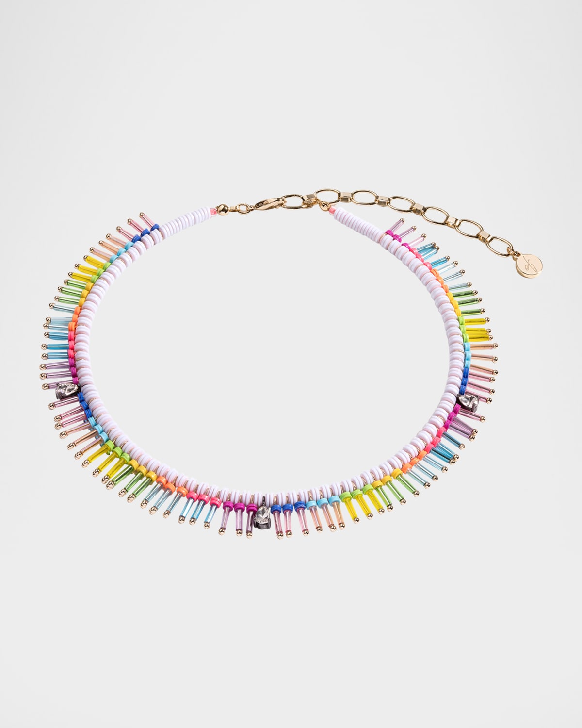 Elsie Frieda On The Fringe Necklace with Bugle Beads and Crystals