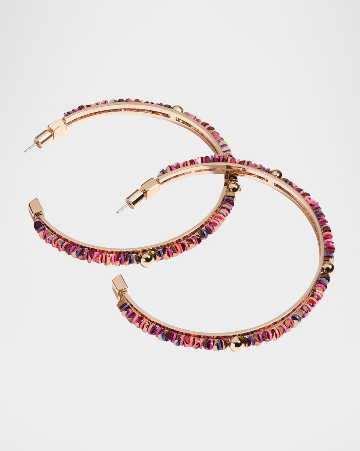 Elsie Frieda Everyday Ball Hoop Earrings in Crimson Light