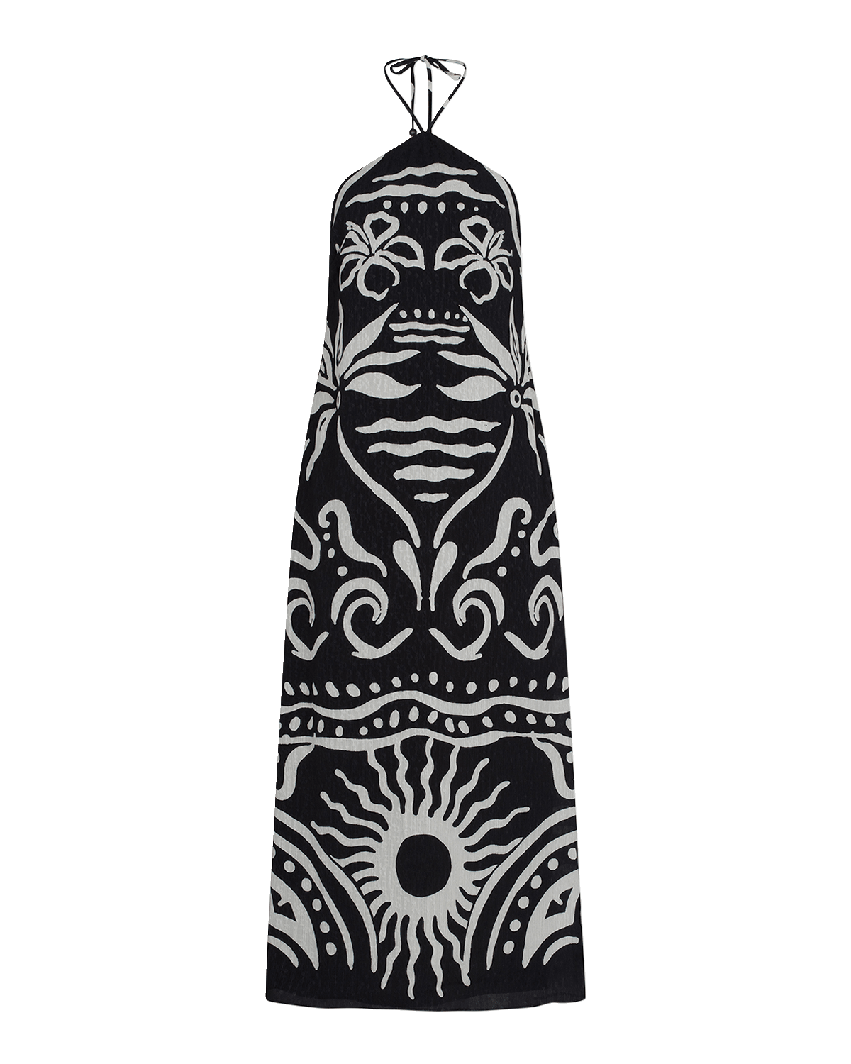 Cala de la Cruz Luna Backless Printed Halter Midi Dress