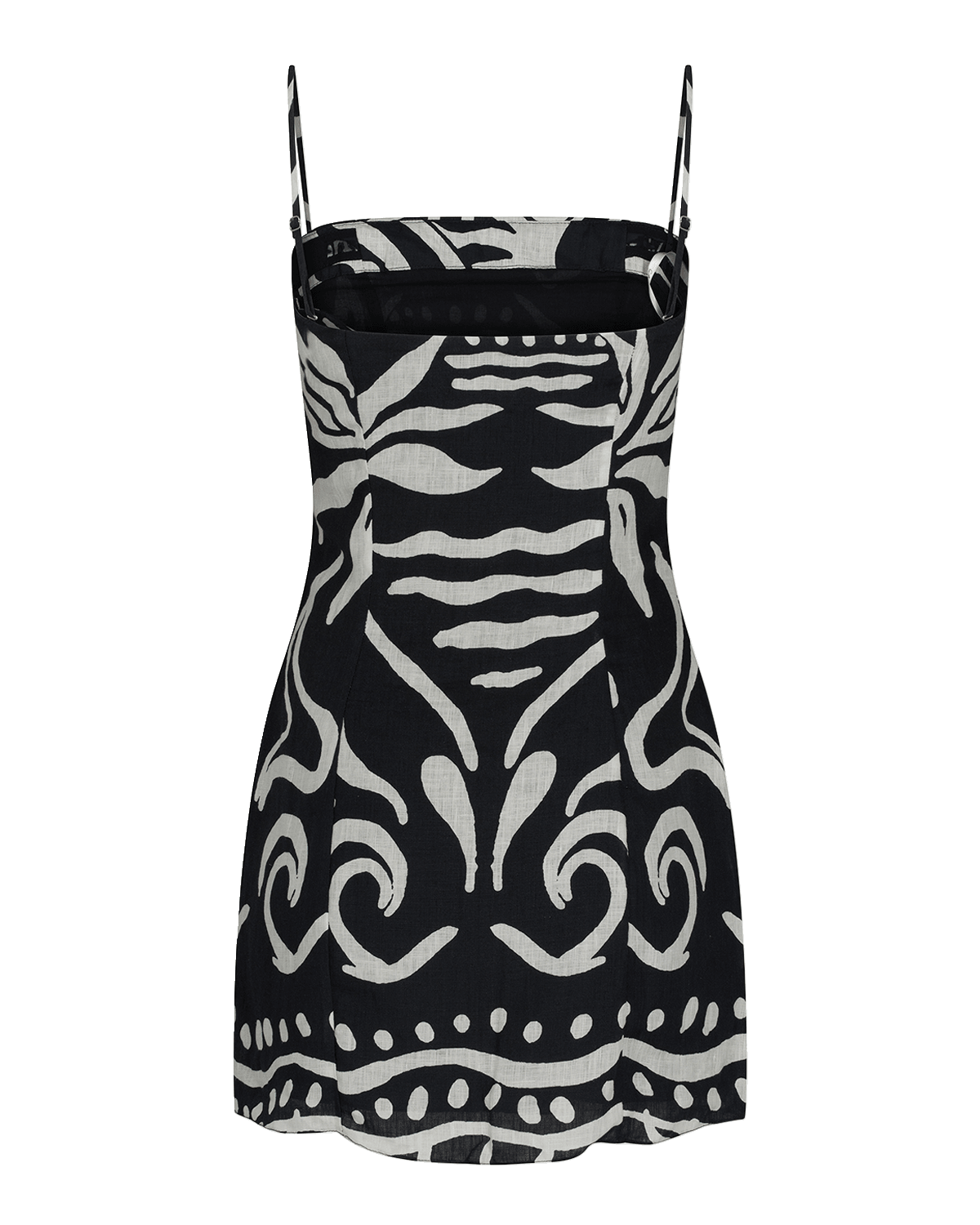 Cala de la Cruz Laia Two-Tone Linen Spaghetti-Strap Mini Dress