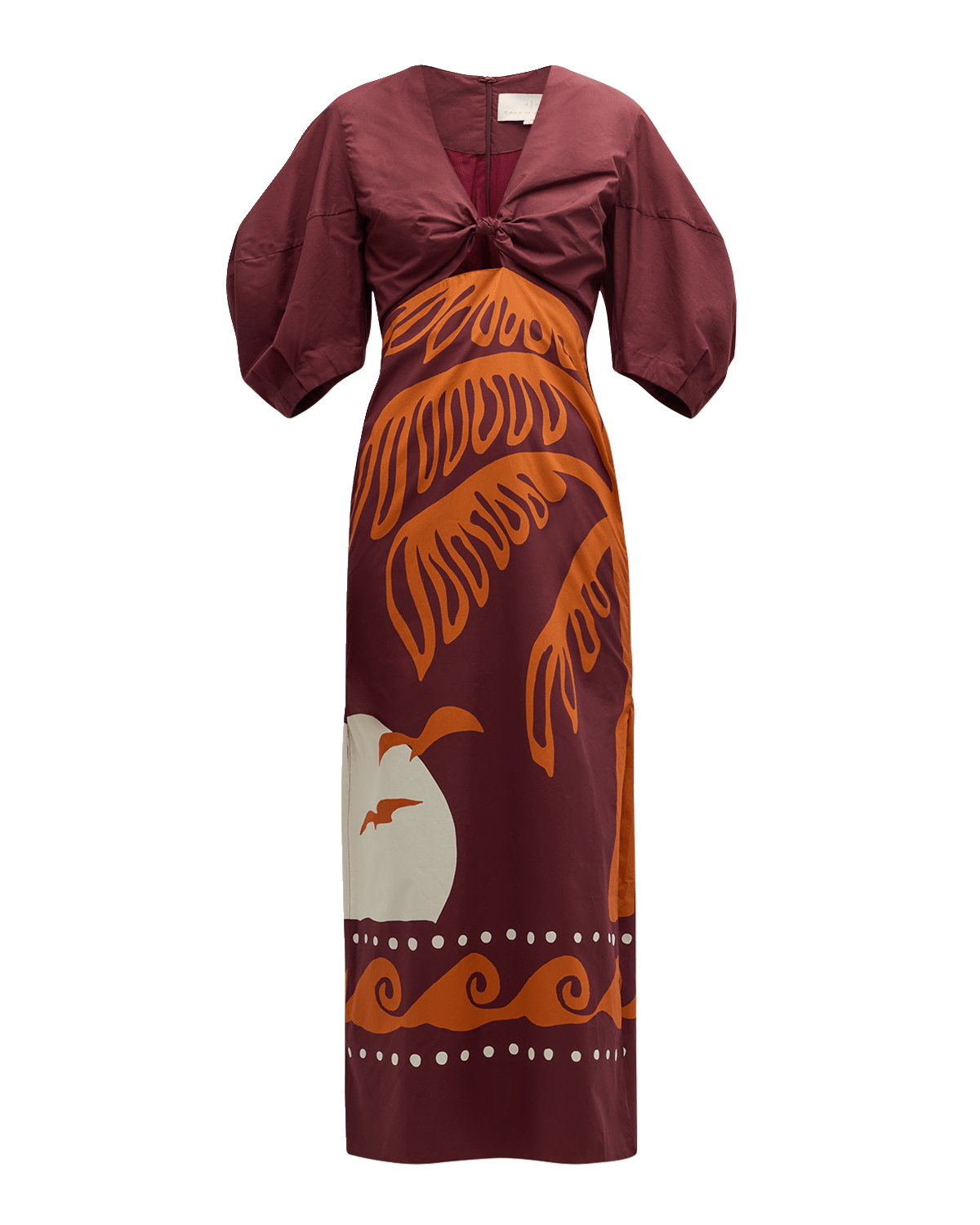 Cala de la Cruz Gaia Organic Cotton Knotted Puff-Sleeve Sheath Dress