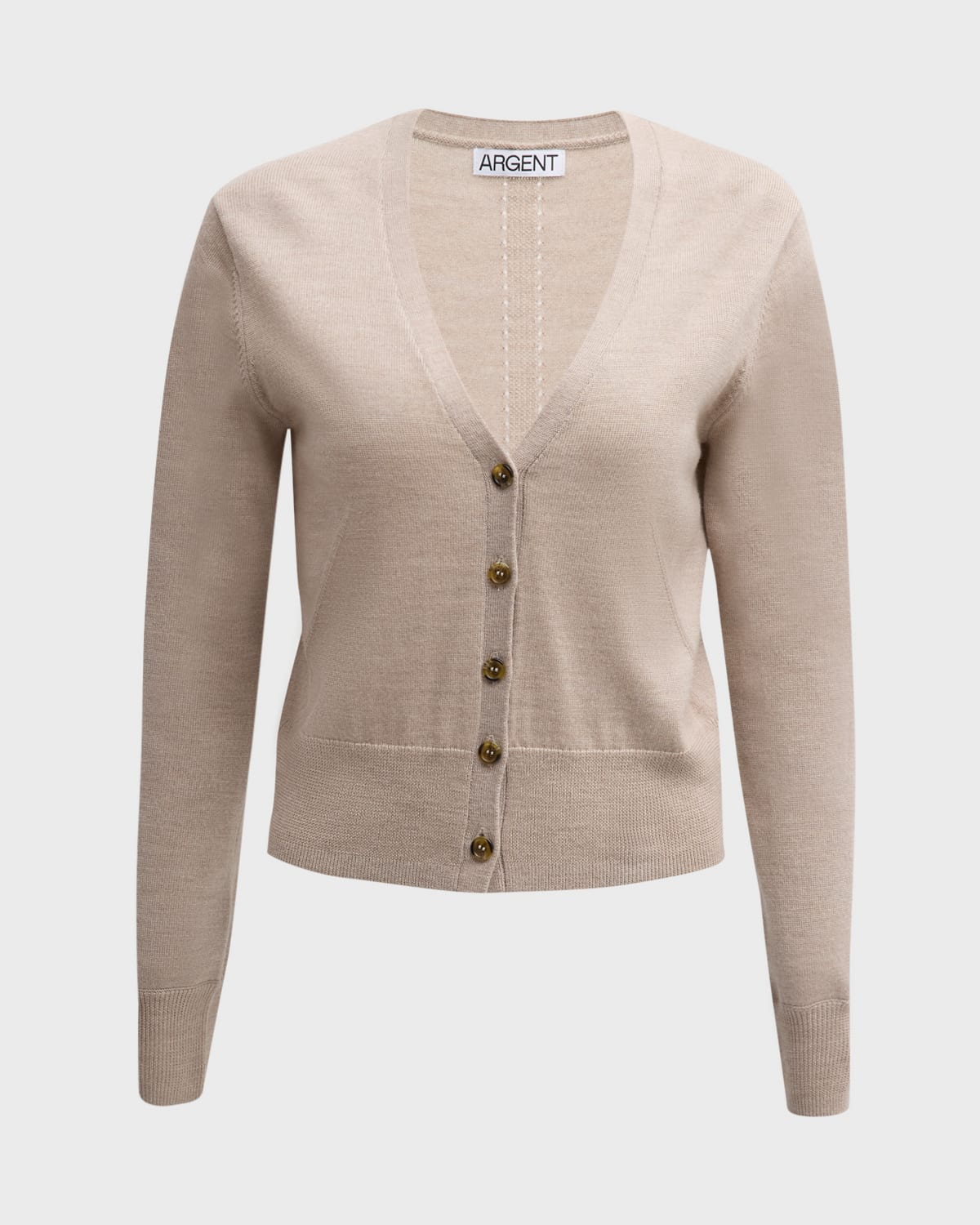 ARGENT V-Neck Button-Front Merino Wool Cardigan