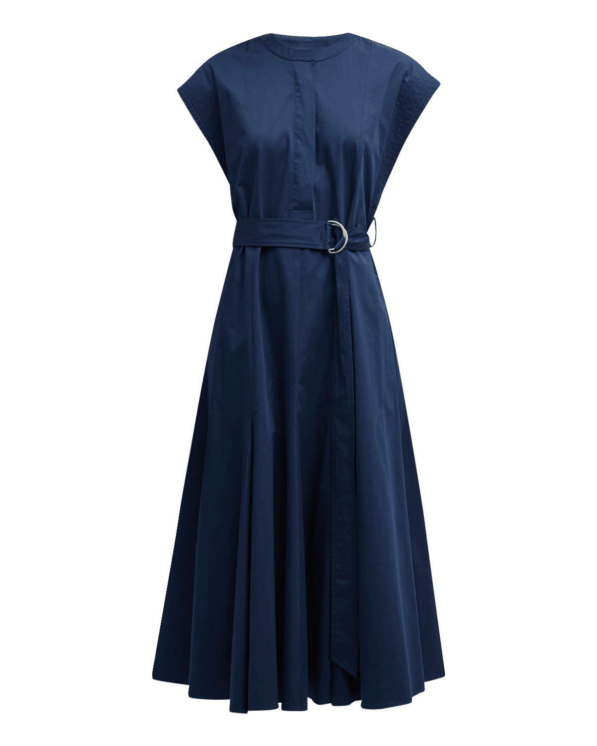 ARGENT Varick Belted Cap-Sleeve Sateen Midi Dress