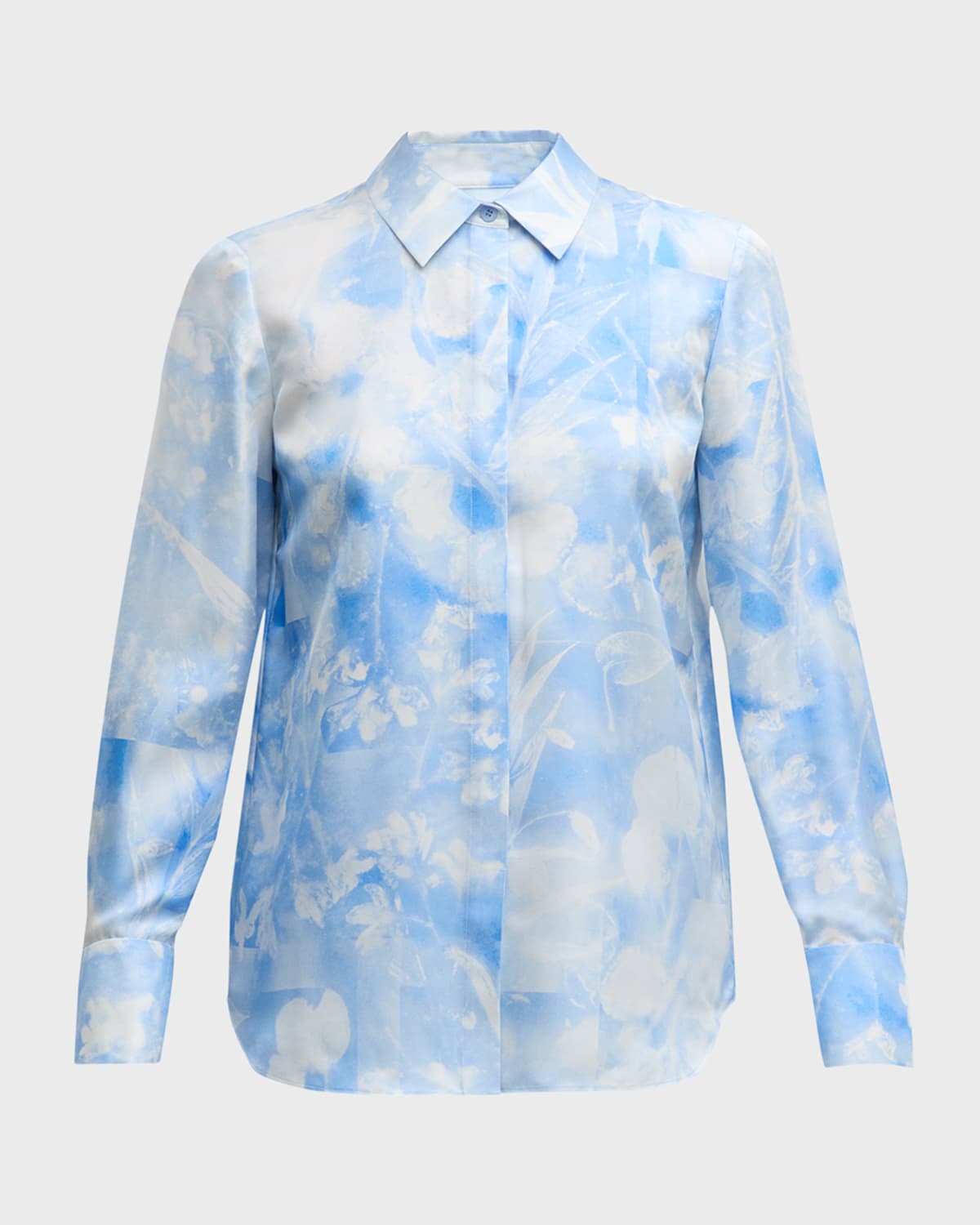 Lafayette 148 New York Scottie Floral-Print Silk Twill Blouse