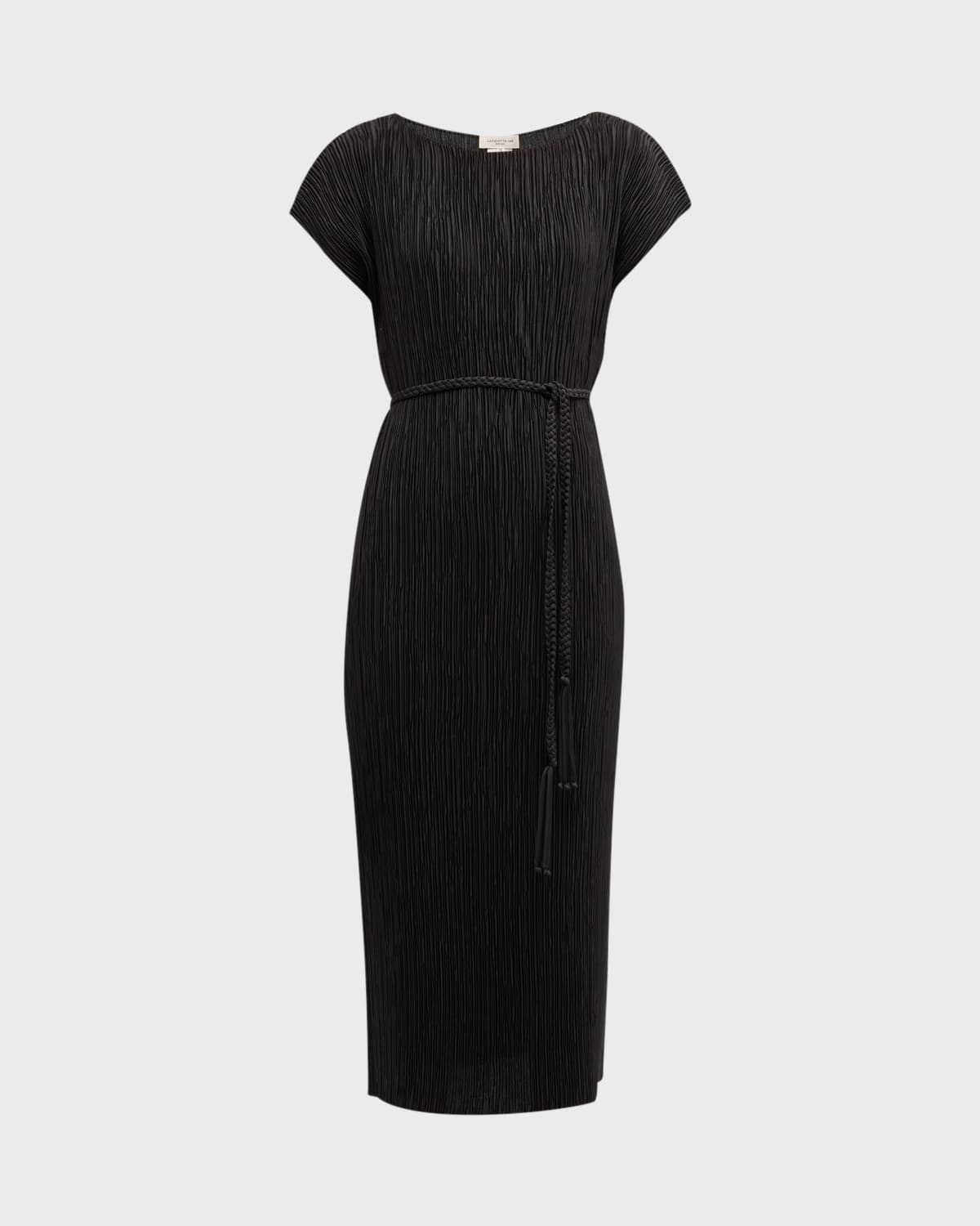 Lafayette 148 New York Pleated Tie-Waist Column Midi Dress