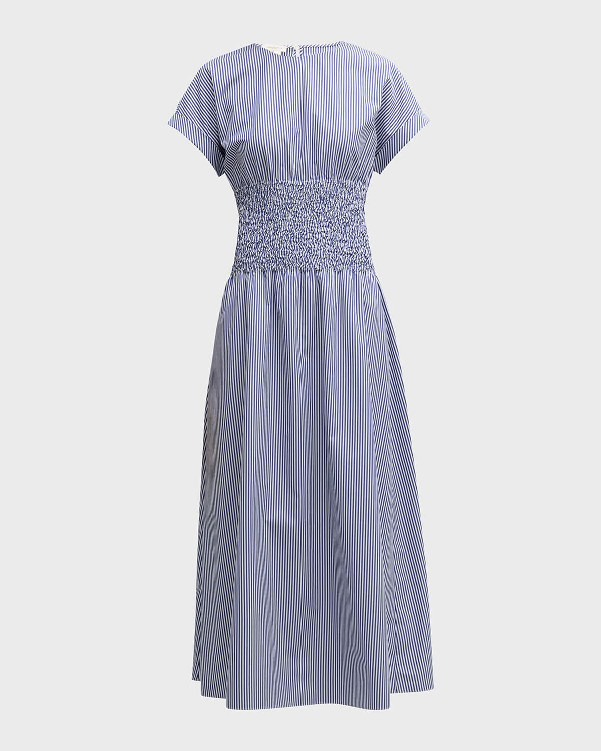 Lafayette 148 New York Striped Smocked Cotton Poplin Maxi Dress