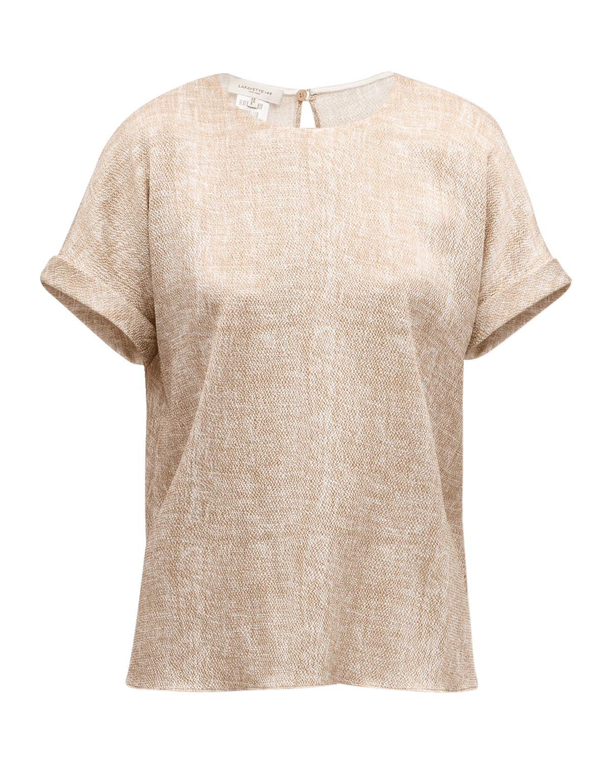 Lafayette 148 New York Printed Crewneck Stretch Silk Blouse