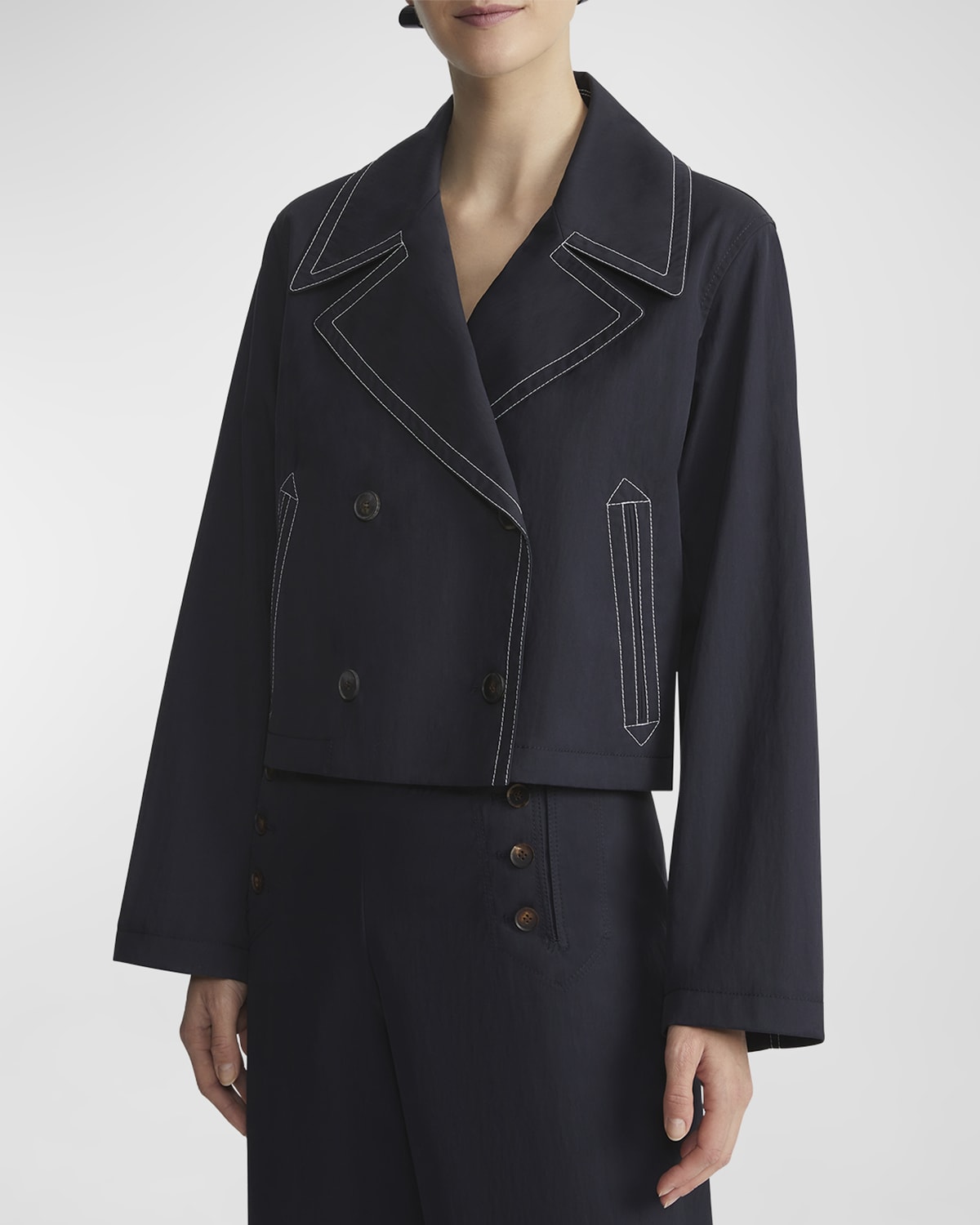 Lafayette 148 New York Double-Breasted Topstitch Jacket