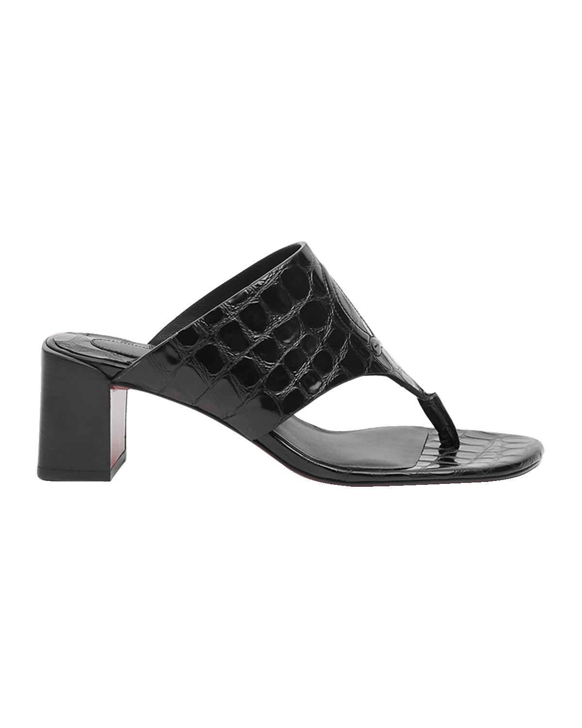 Christian Louboutin Croco Logo Red Sole Thong Mules