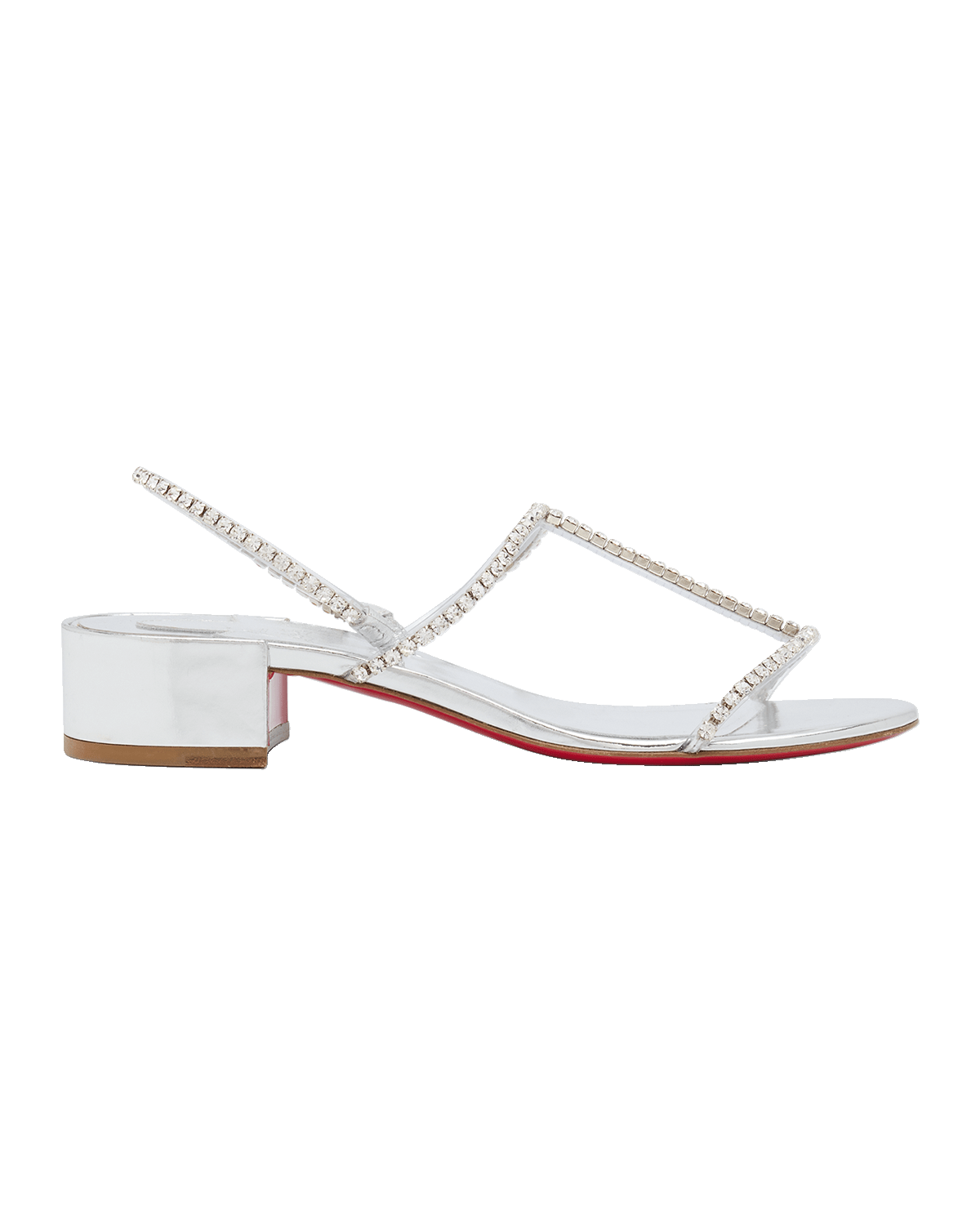 Christian Louboutin Simple Queenie Crystal T-Strap Red Sole Sandals
