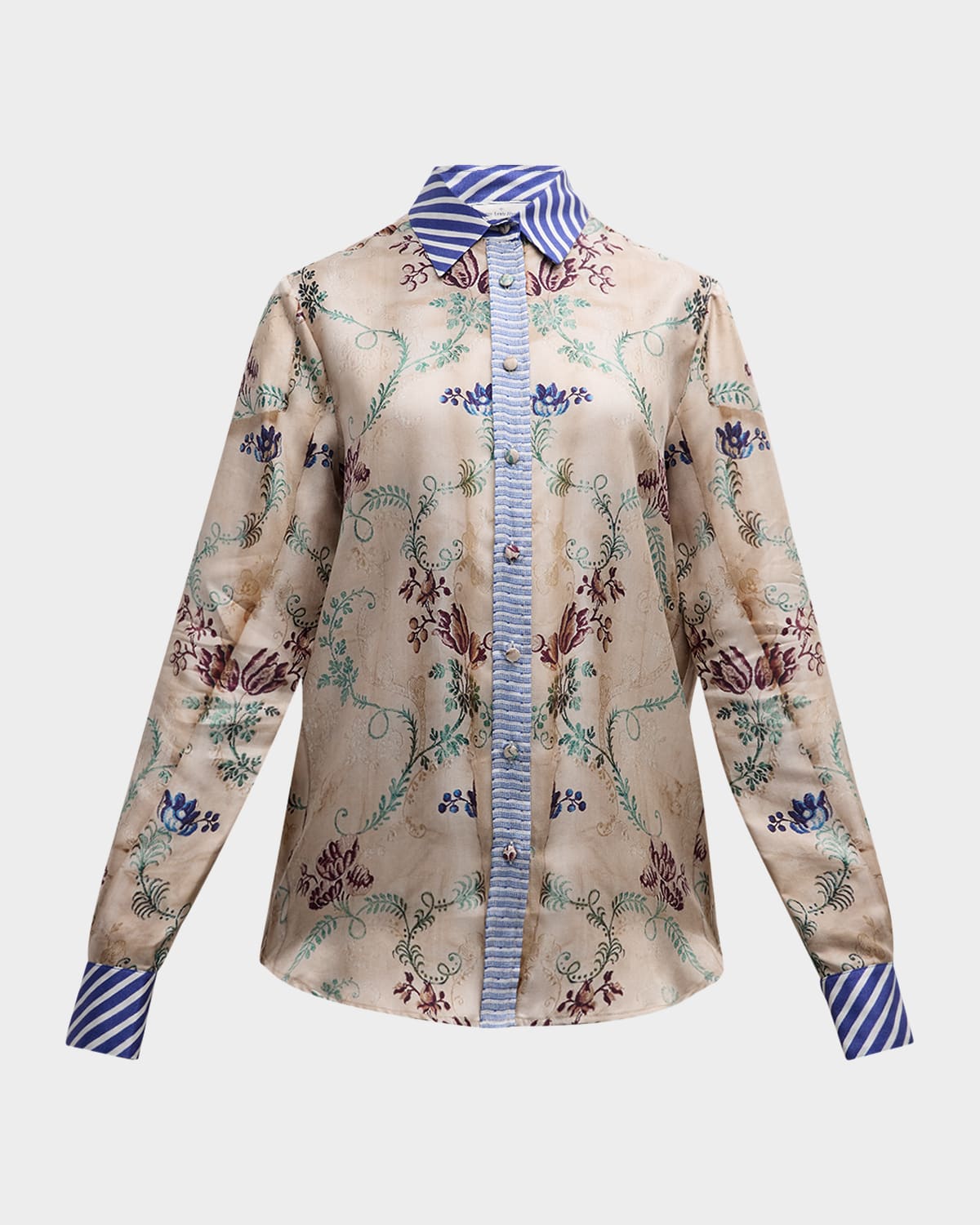 Pierre-Louis Mascia Floral-Print Button-Down Silk Shirt