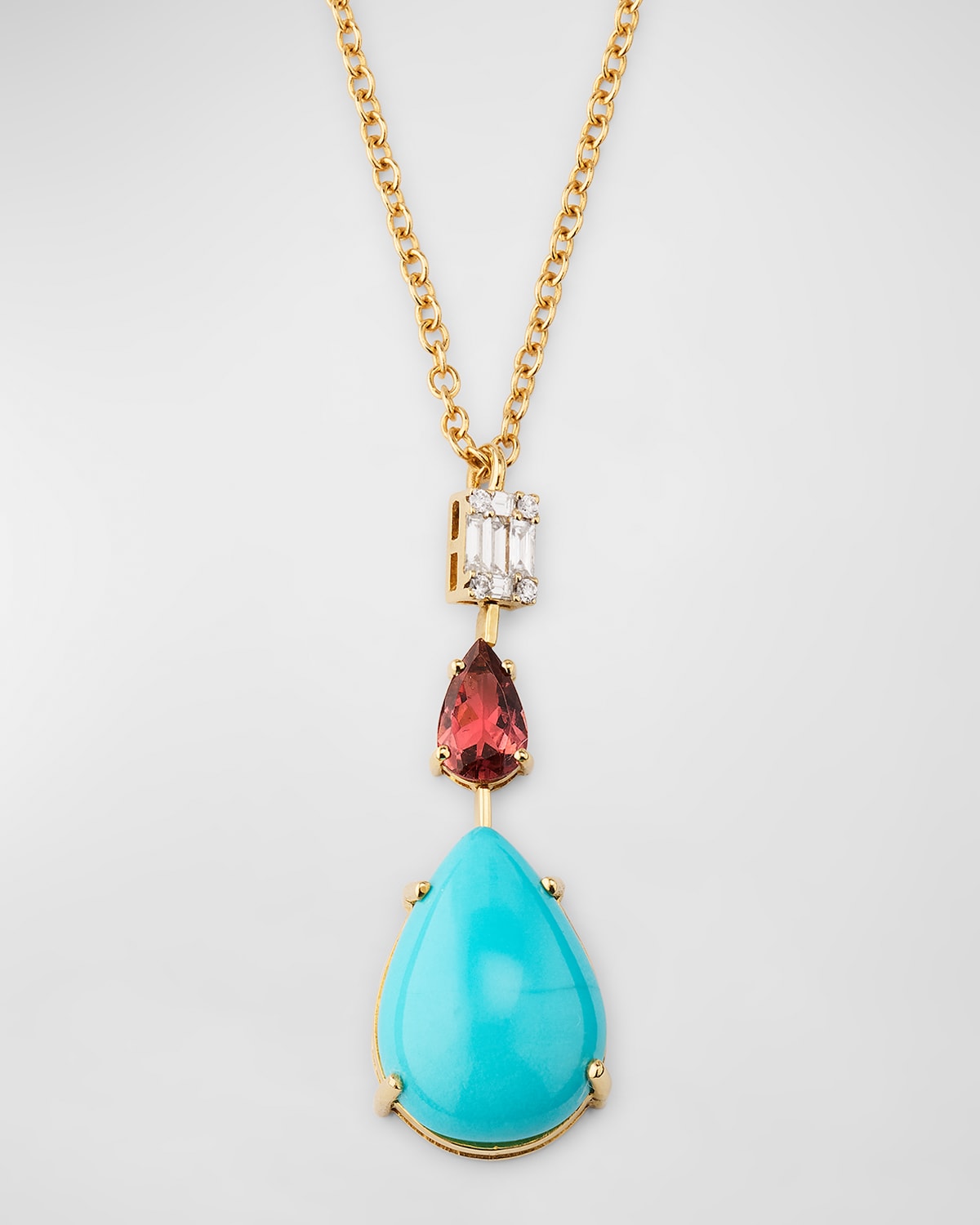 Miseno 18K Yellow Gold Turquoise Pendant Necklace with Diamond and Pink Sapphire