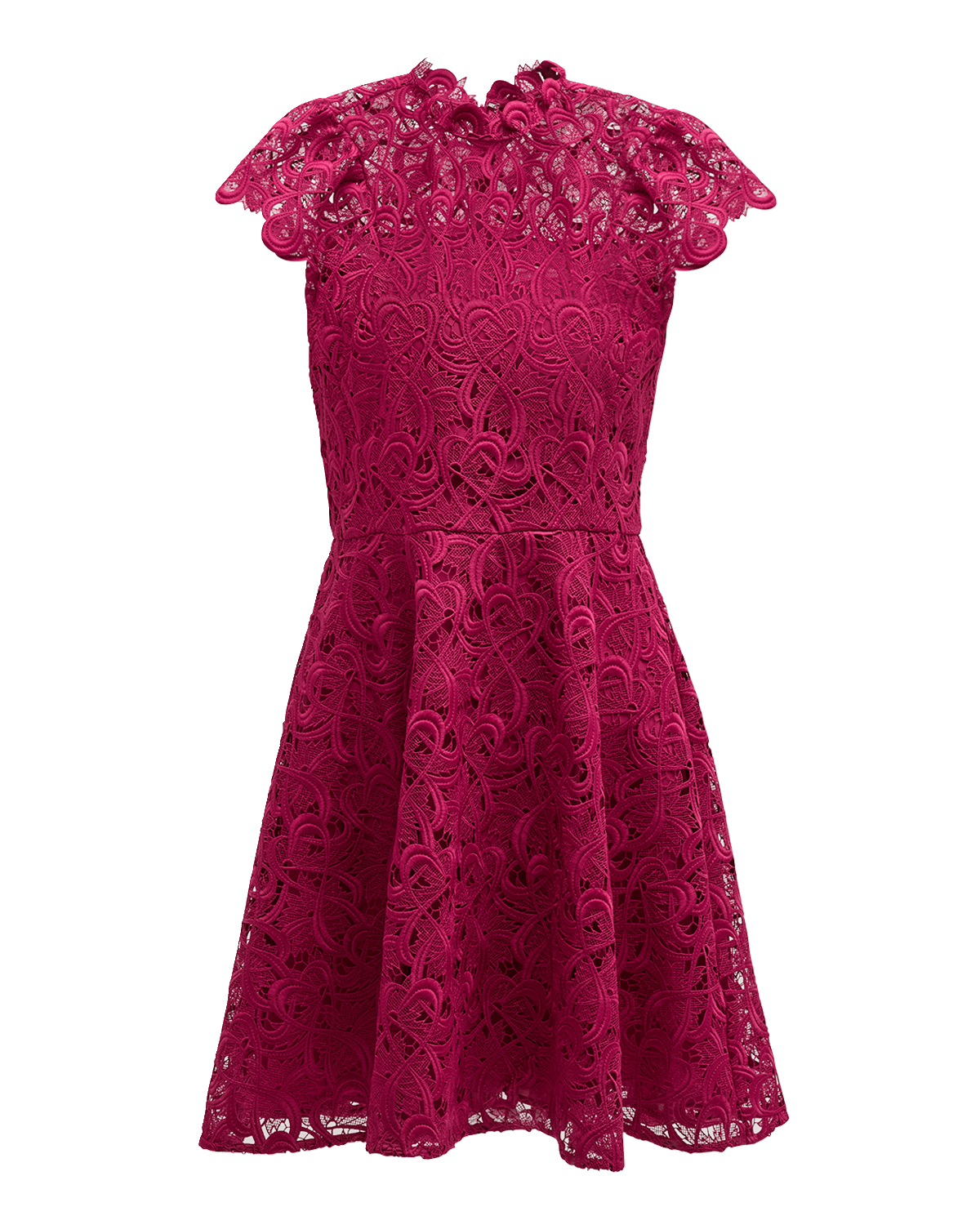 Shoshanna Everlie Mock-Neck Heart Lace Mini Dress