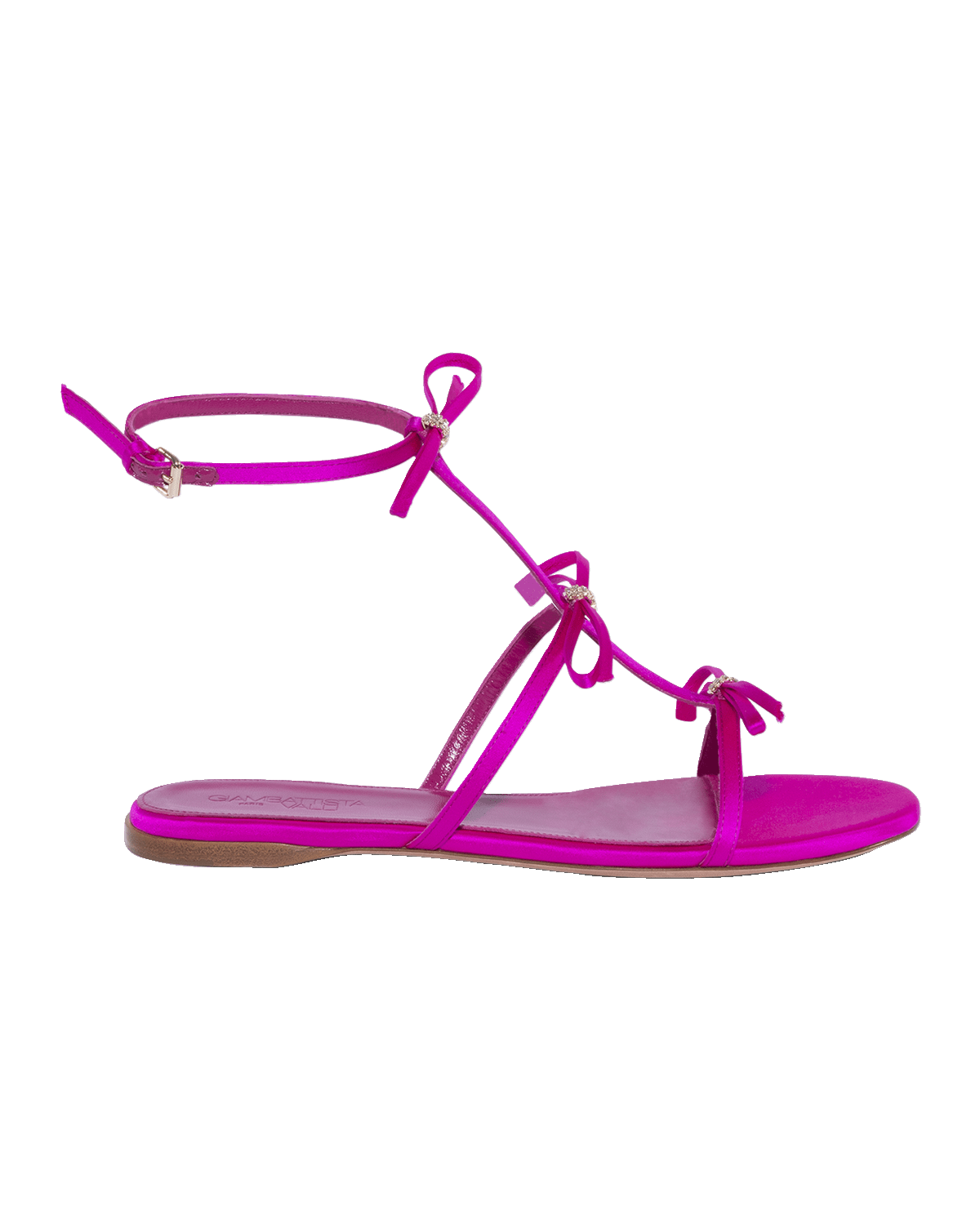Giambattista Valli Triple Crystal Bow Satin Sandals