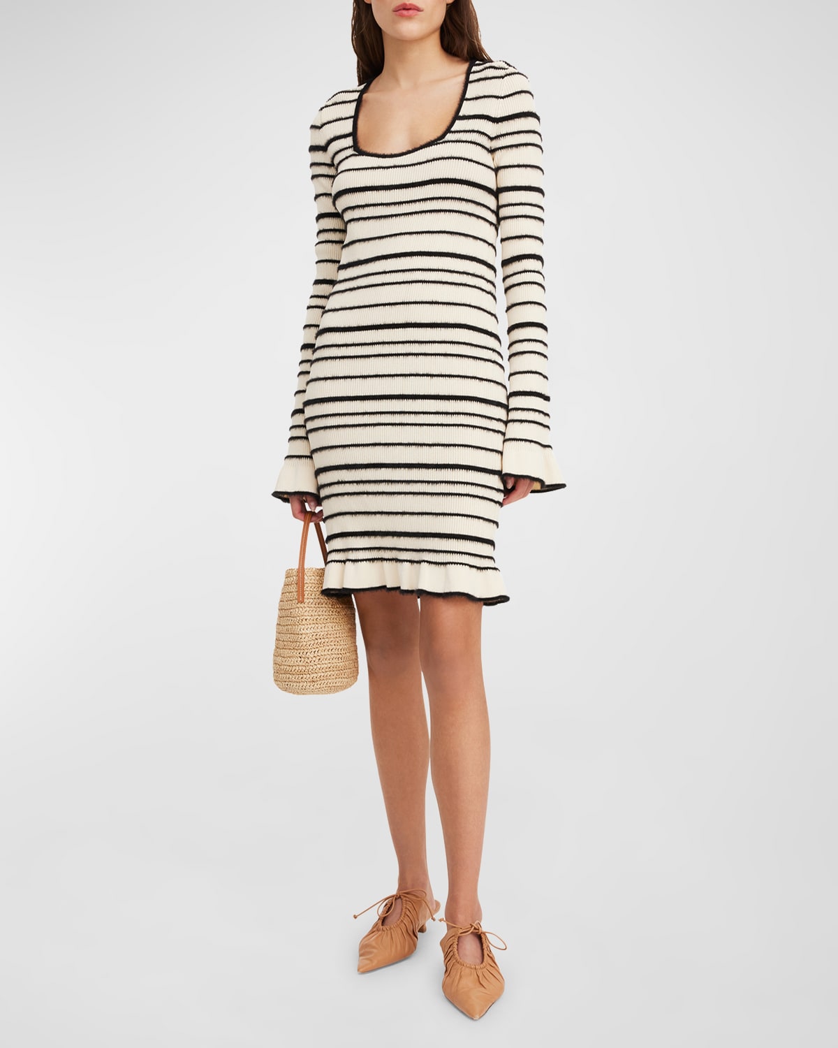By Malene Birger Mailey Ribbed Striped Midi Sweater Dress