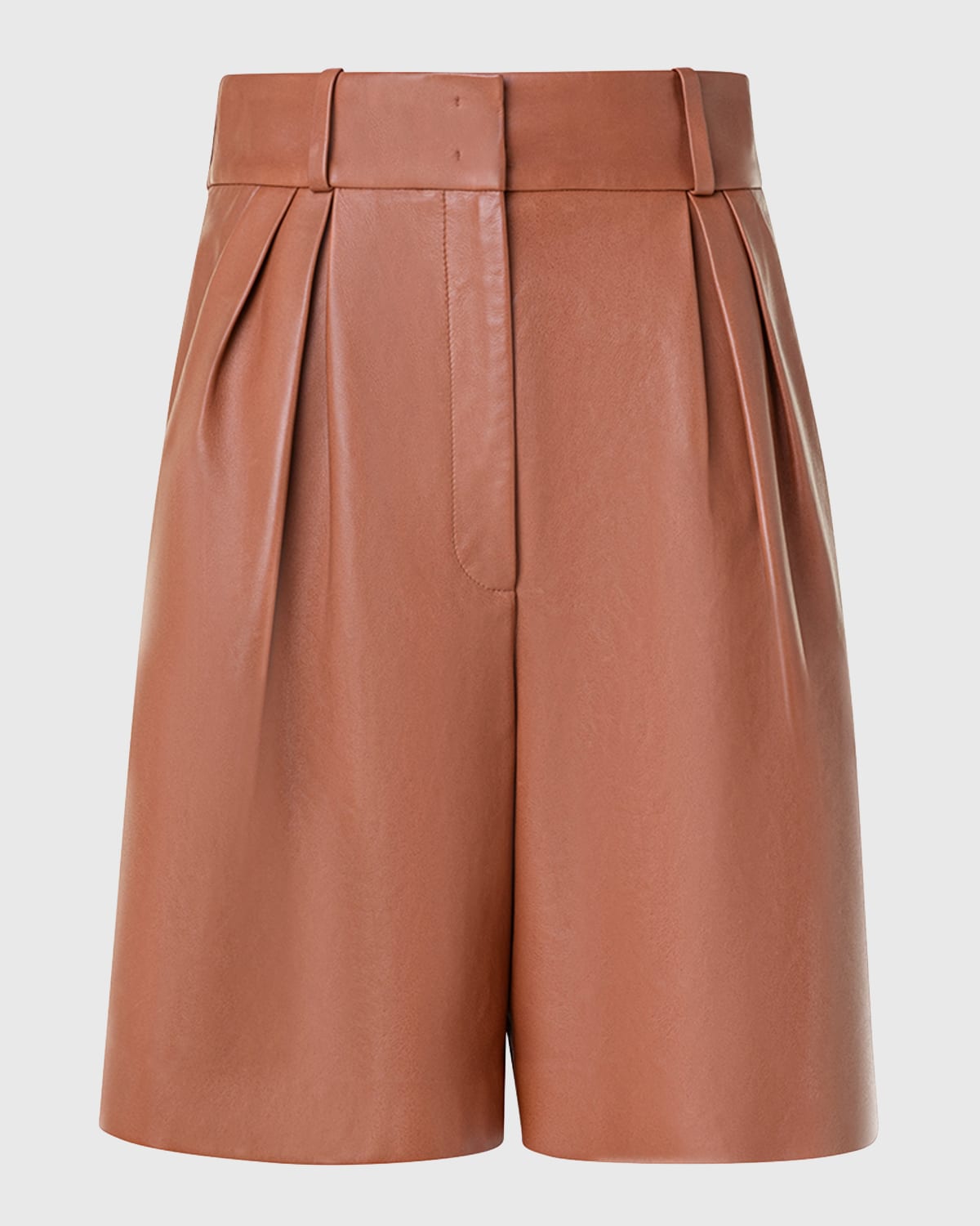 Akris Finnick Pleated Leather Bermuda Shorts