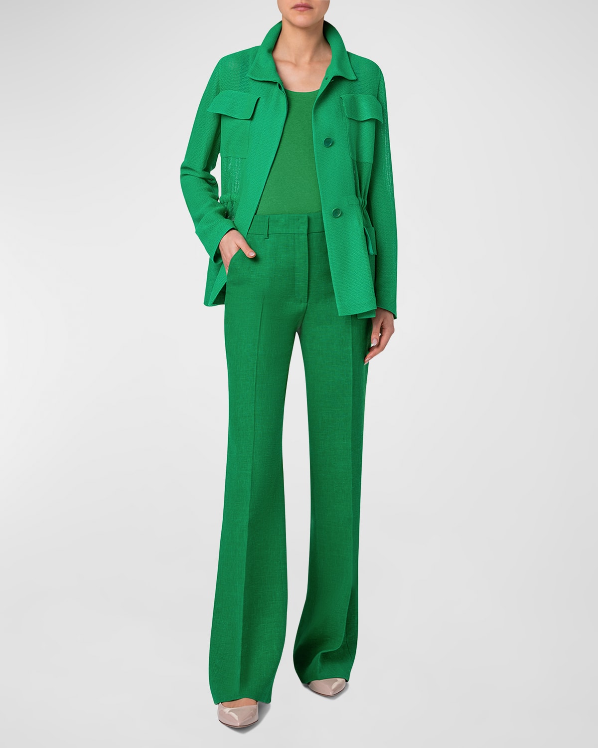 Akris Chianti Drawstring-Waist Knit Jacket