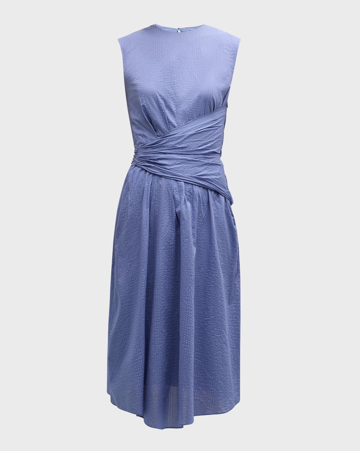 FRAME Ruched Sleeveless Midi Dress