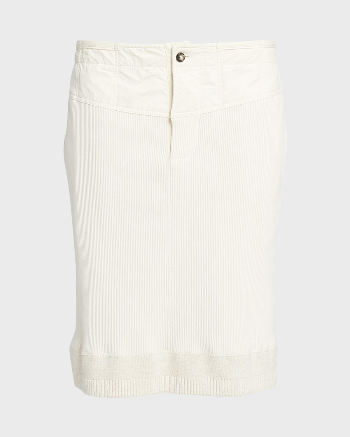 Bottega Veneta Low-Rise Compact Cotton Rib Jersey Straight Skirt