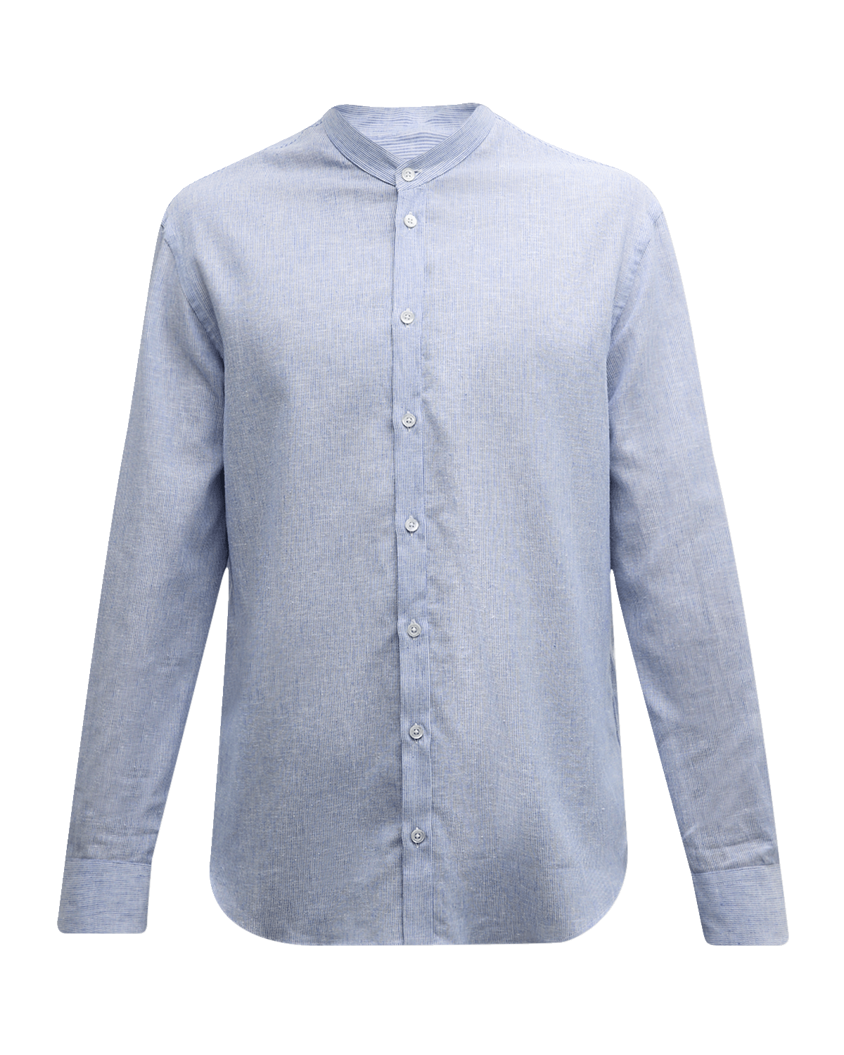 Emporio Armani Men's Nehru Linen-Cotton Casual Button-Down Shirt