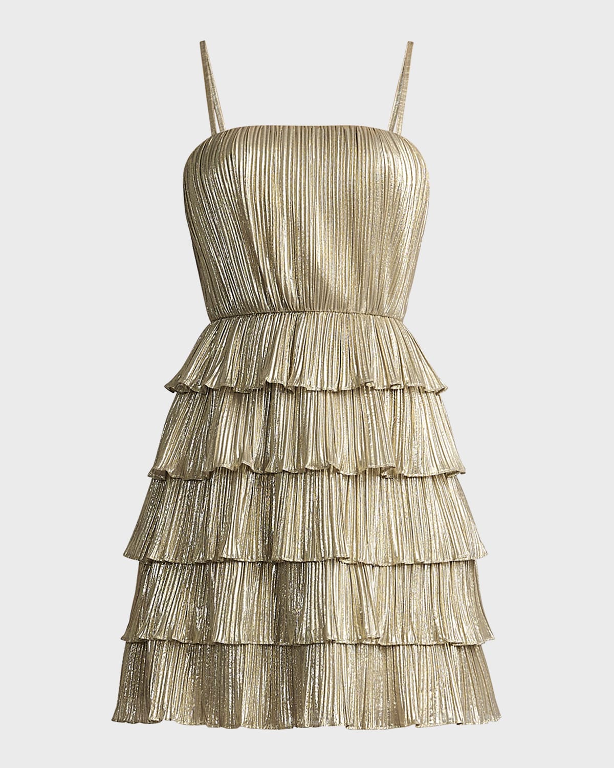 Sleeveless Ruffle Tiered Metallic Mini Dress