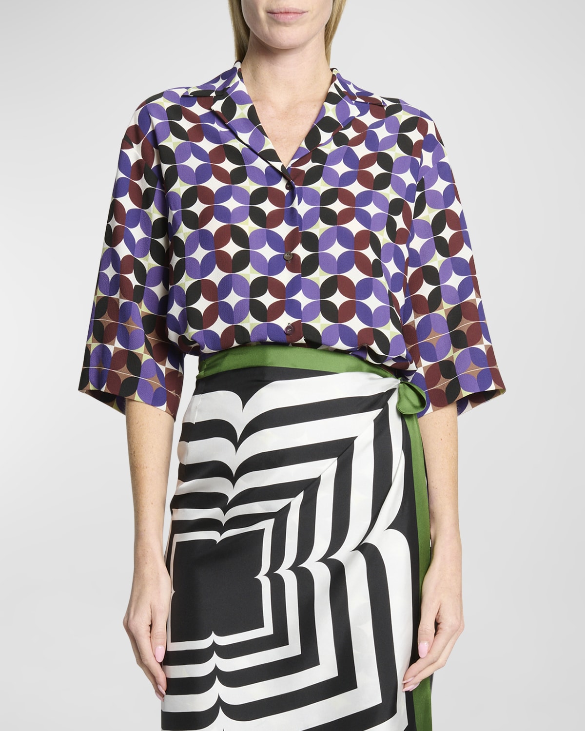 Dries Van Noten Cala Printed Button-Front Shirt