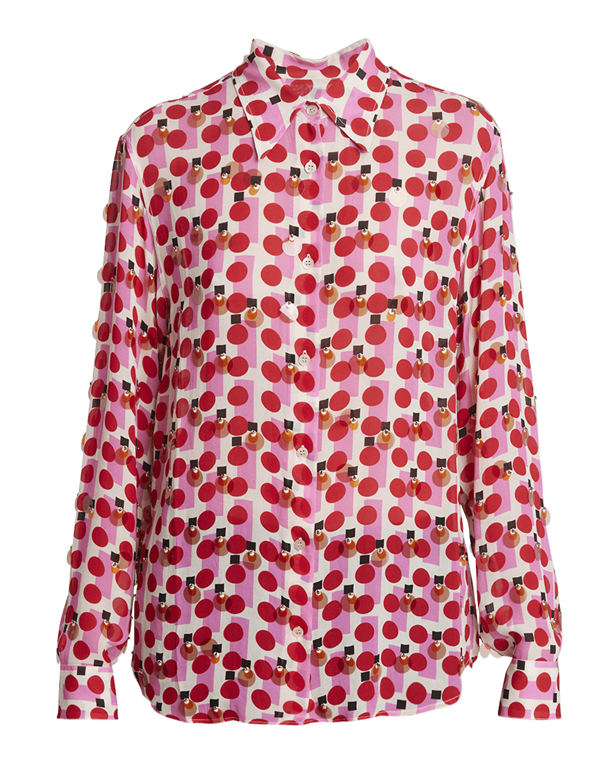 Dries Van Noten Chowy Sequin Abstract-Print Collared Shirt