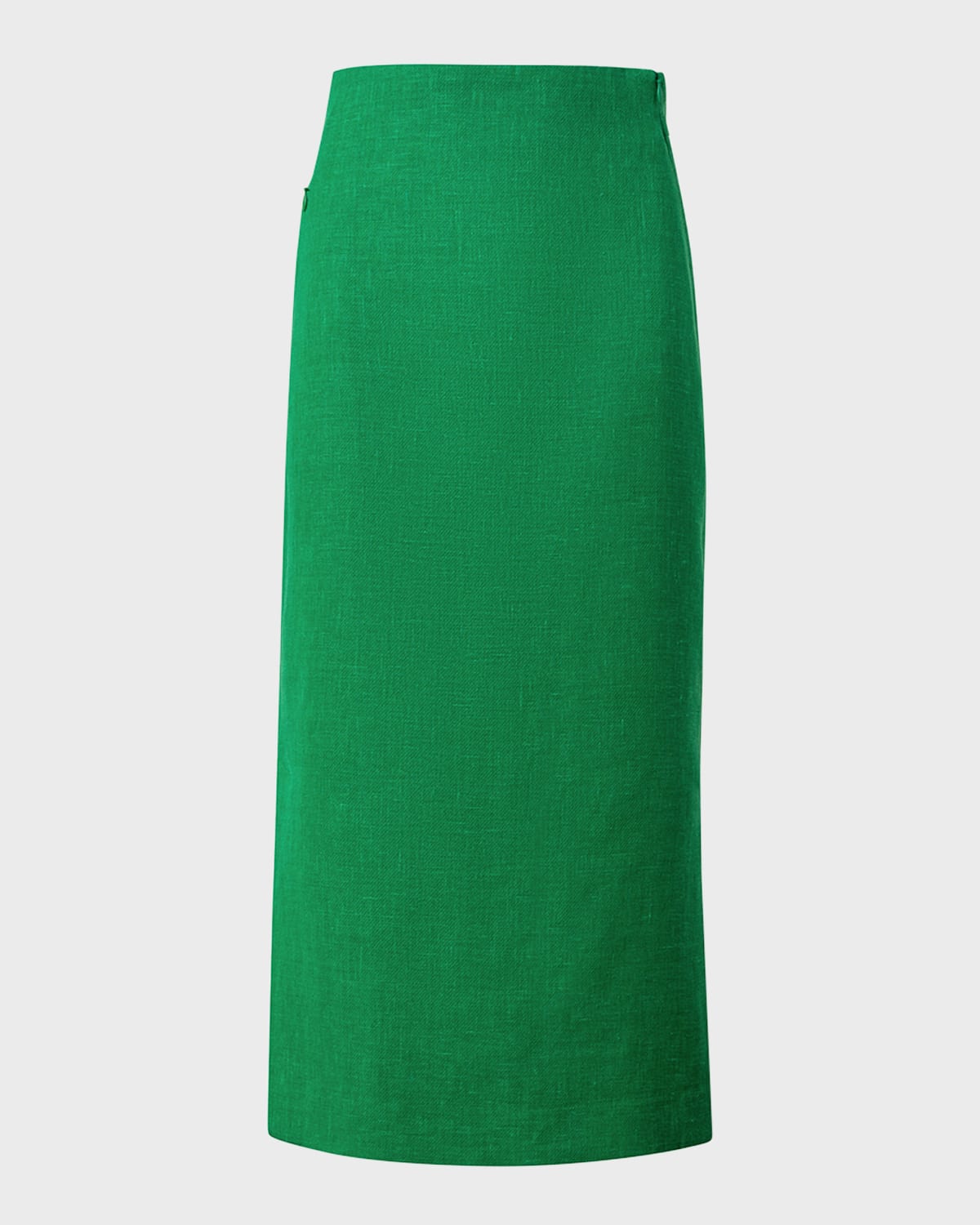 Akris High-Waist Linen-Wool Side Slits Midi Pencil Skirt