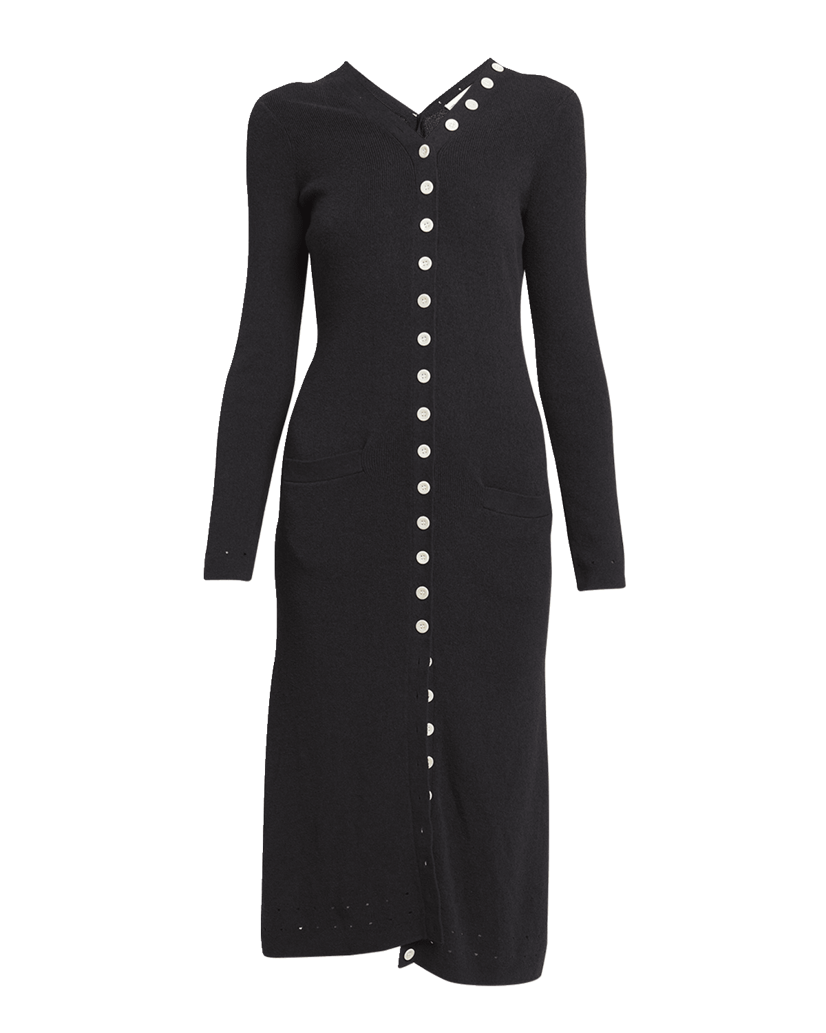 Proenza Schouler White Label Cameron Long-Sleeve Knit Button-Front Dress