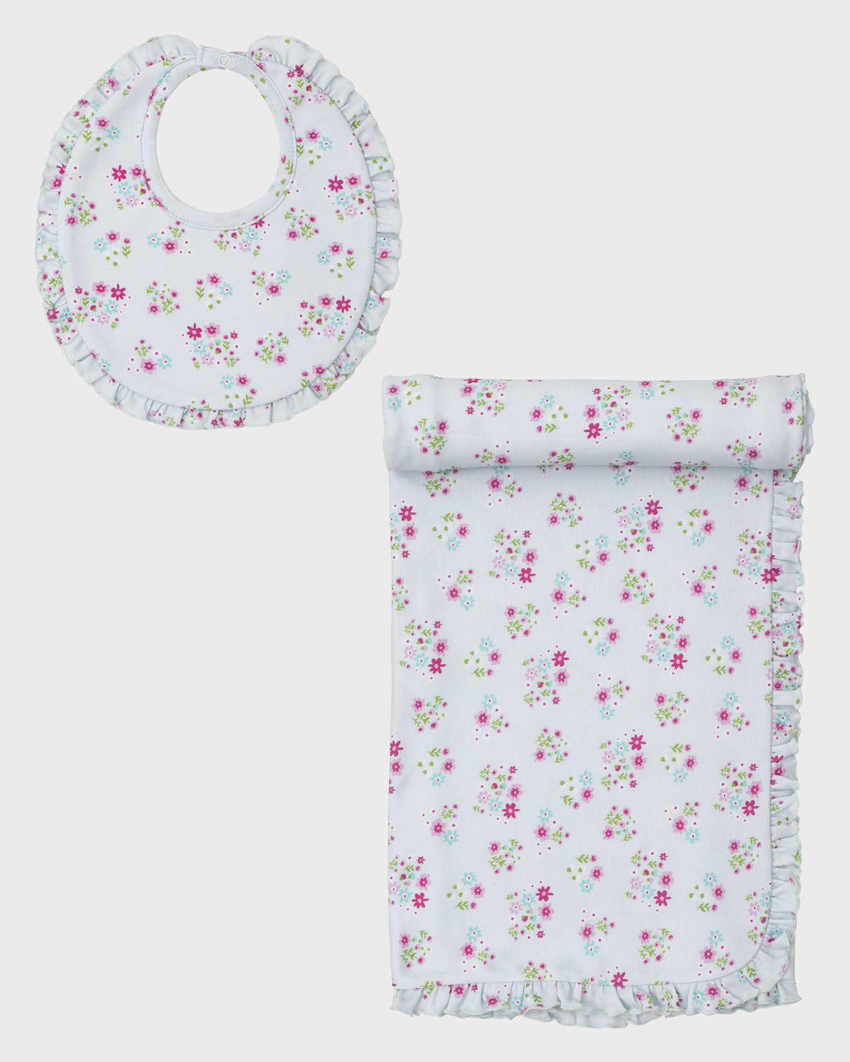 Kissy Kissy Girl's Bunny Blossoms Bib and Blanket Set