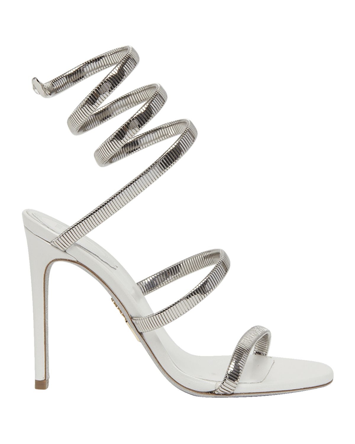 Rene Caovilla Juniper Metallic Snake-Wrap Stiletto Sandals