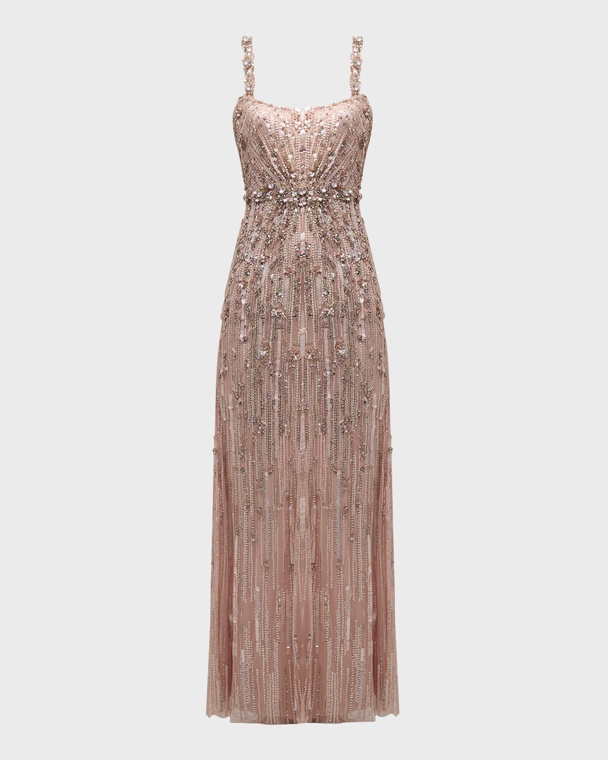 Jenny Packham Bright Gem Embellished Sleeveless A-Line Gown