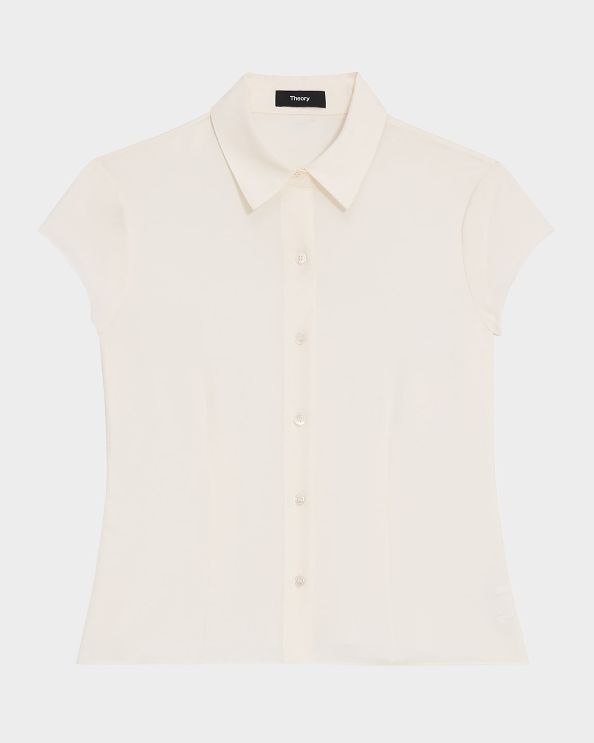 Theory Cap-Sleeve Modern Silk Georgette Blouse