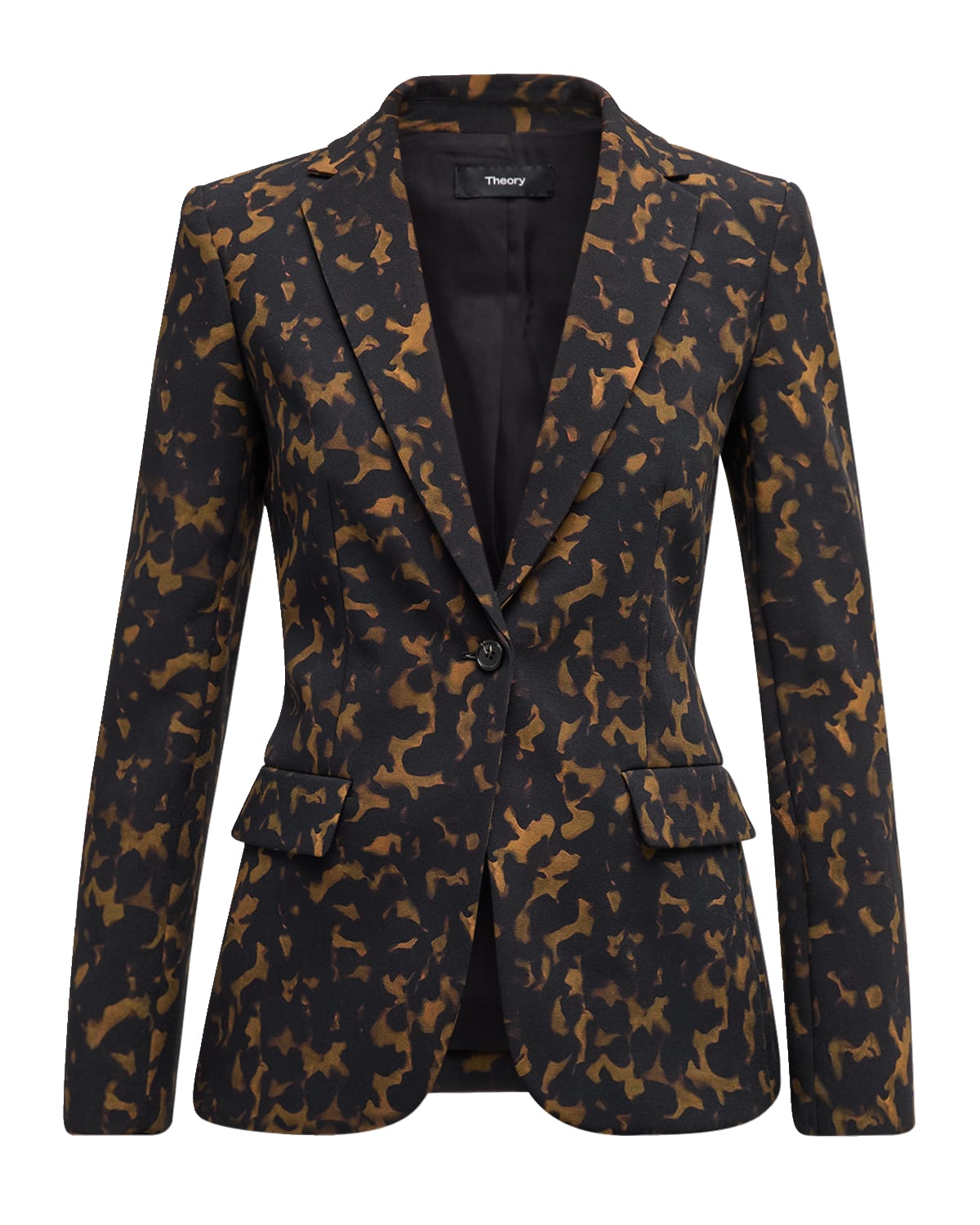 Theory Staple Tortoise-Print Slim Crepe Blazer