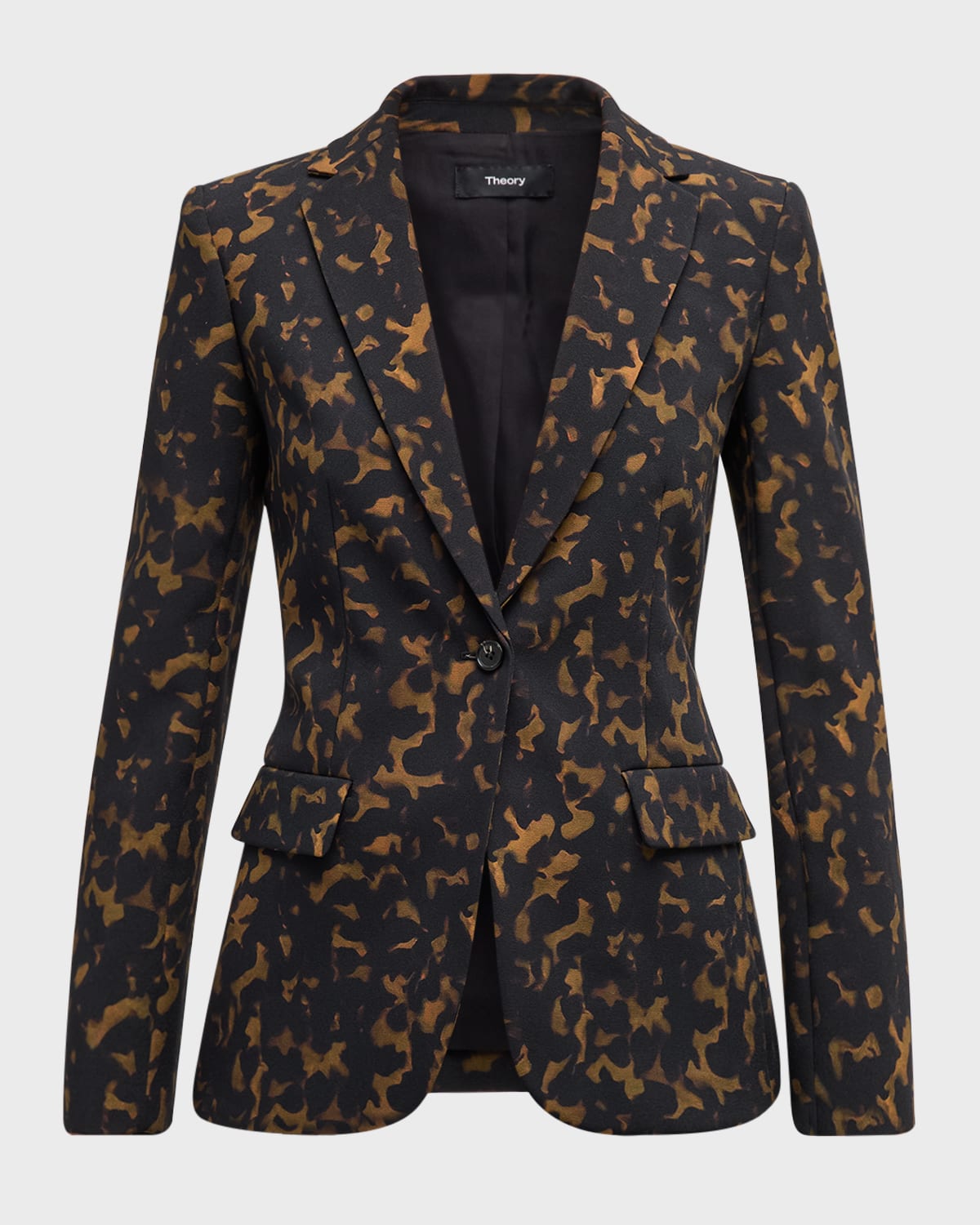 Theory Staple Tortoise-Print Slim Crepe Blazer