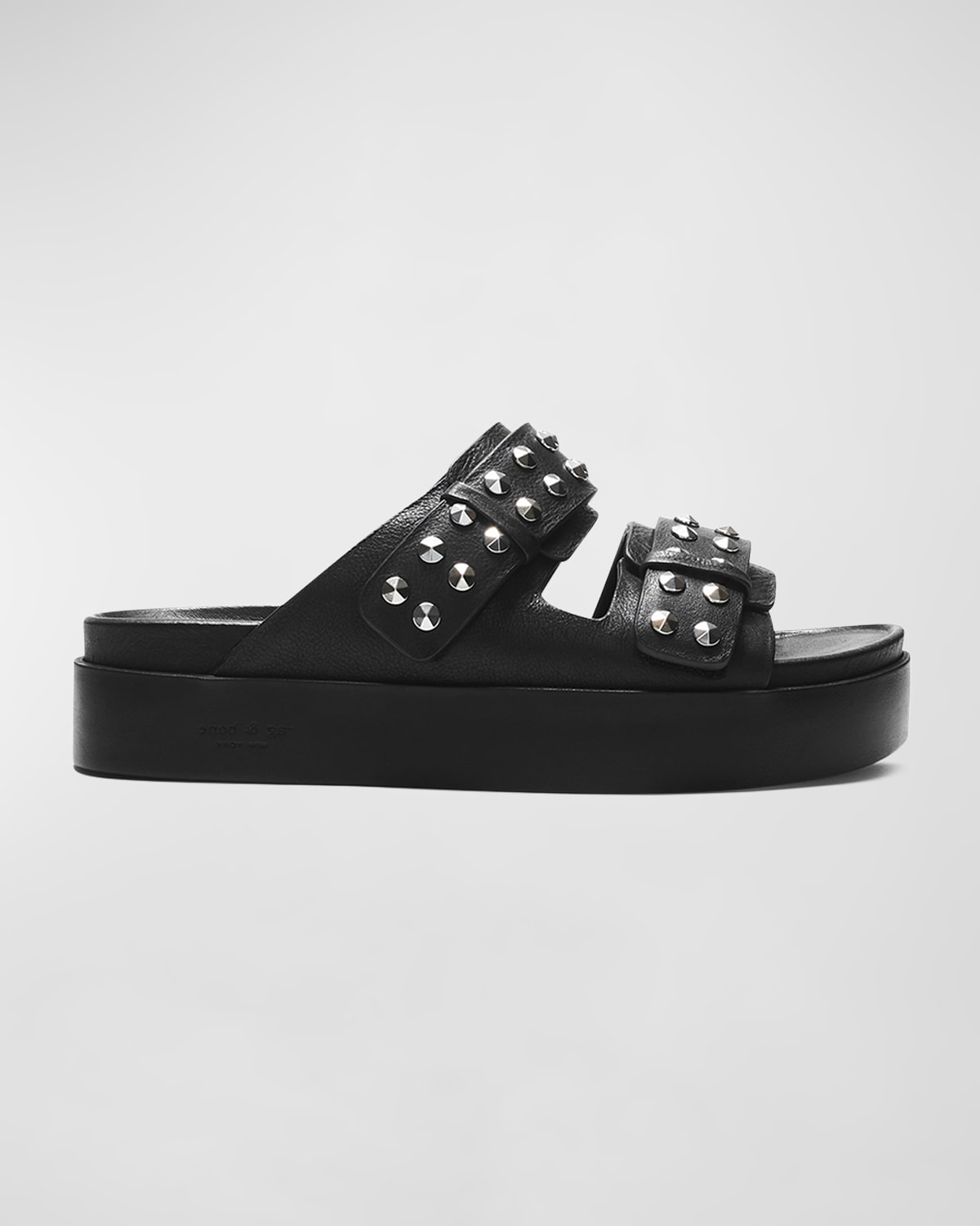 Rag & Bone Geo Stud Leather Dual-Band Slide Sandals