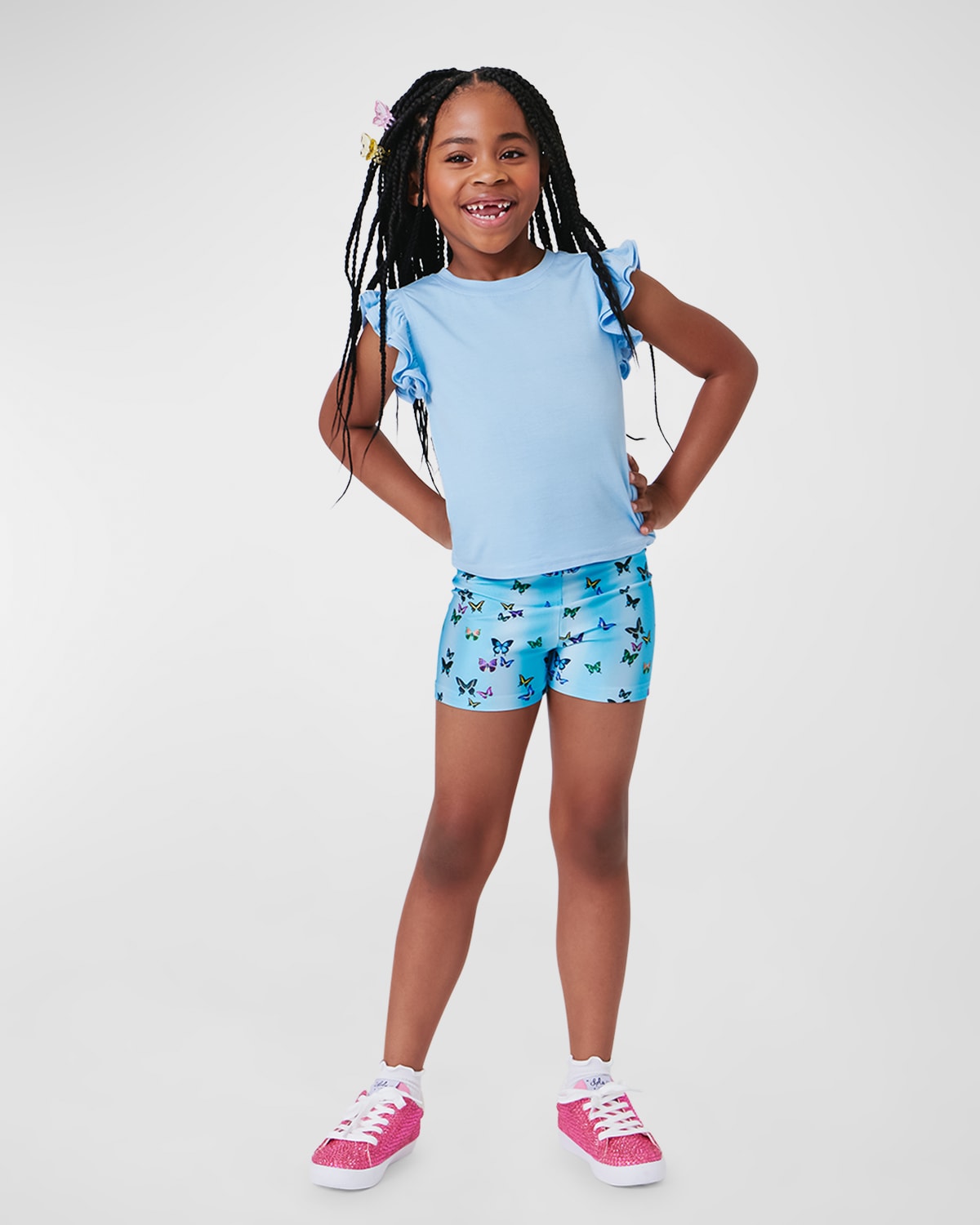 Terez Girl's Ruffle Sleeve Crop Tee, Size 2T-12