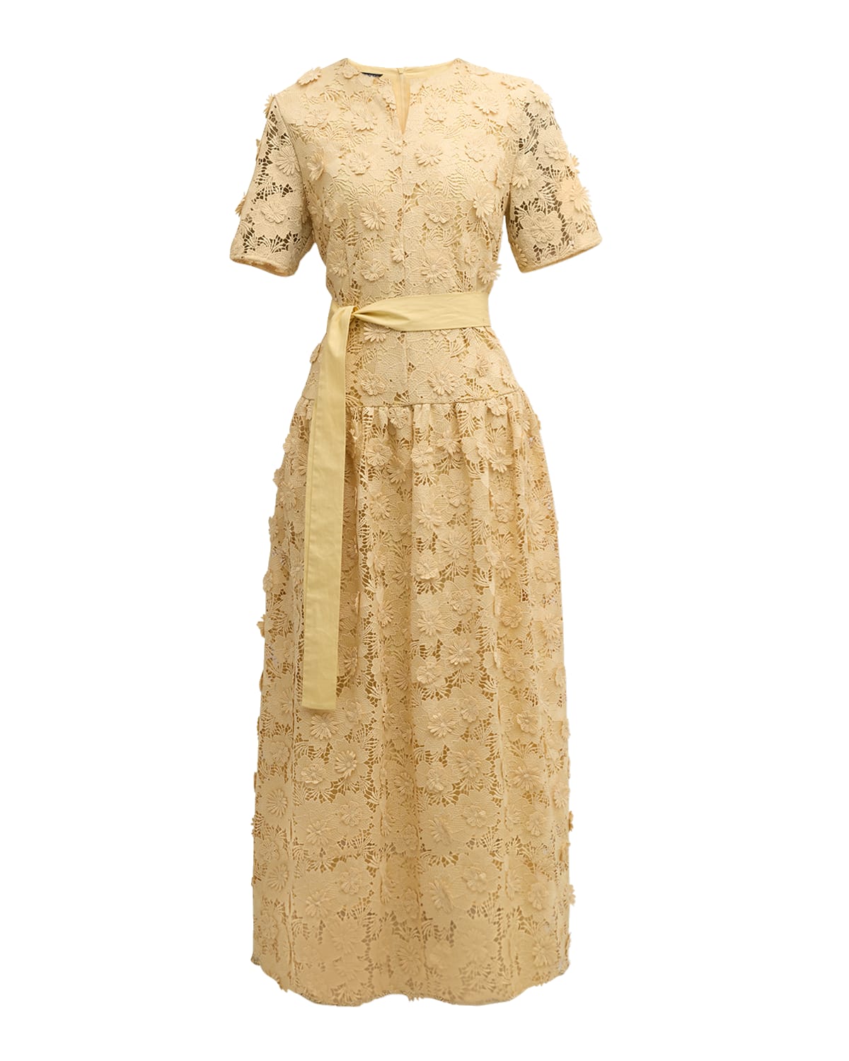 Misook Drop-Waist Floral Lace Maxi Dress