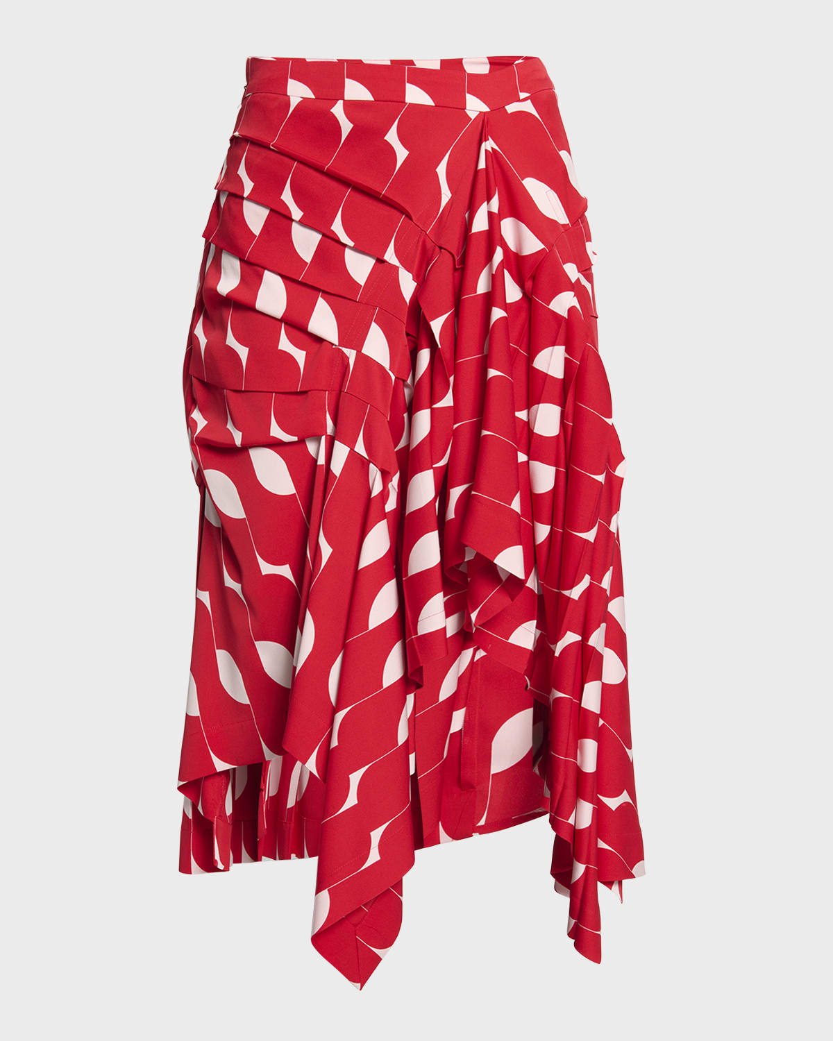 Dries Van Noten Shy Pleated Draped Handkerchief Midi Skirt