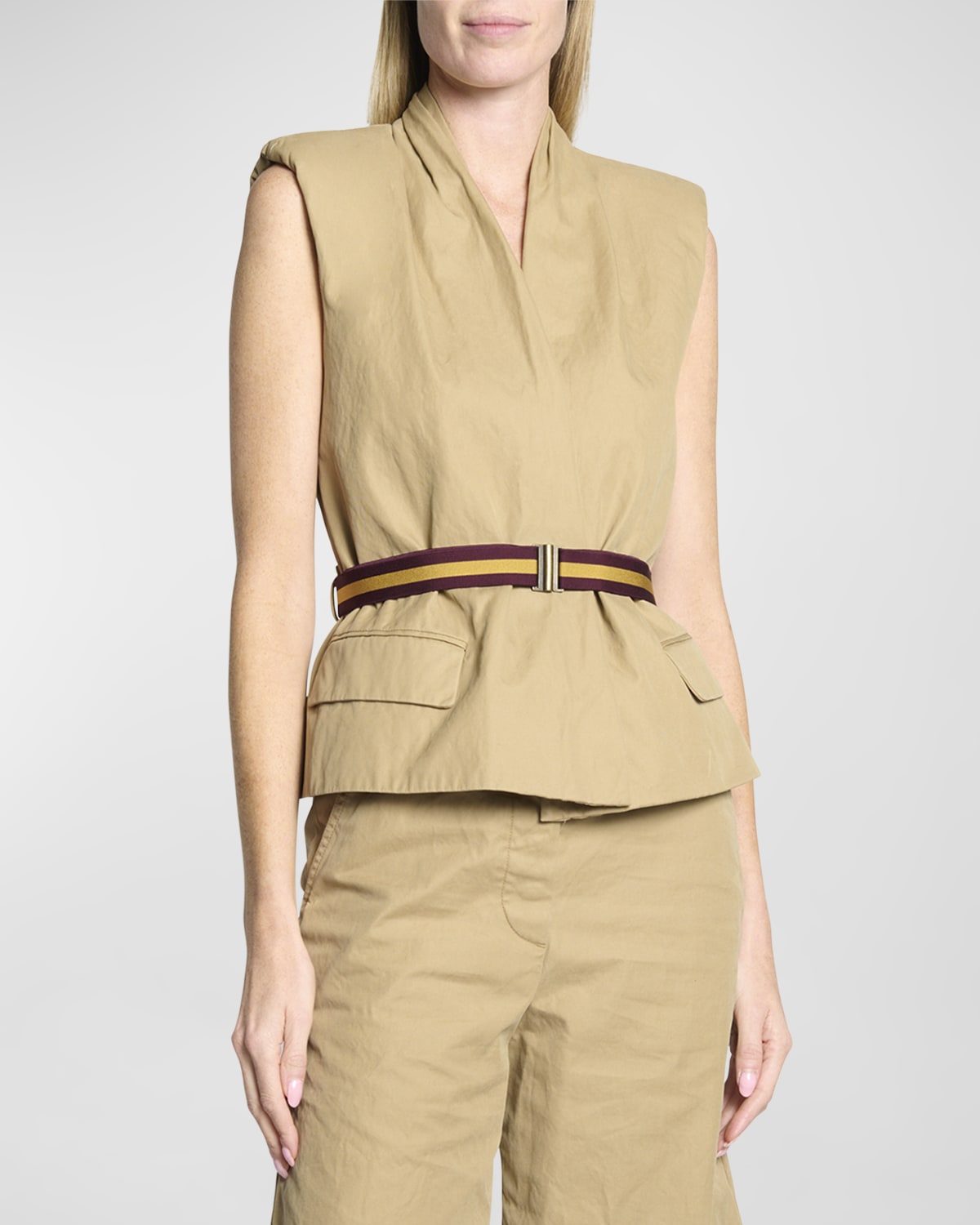 Dries Van Noten Vilian Belted Sleeveless Wrap Jacket