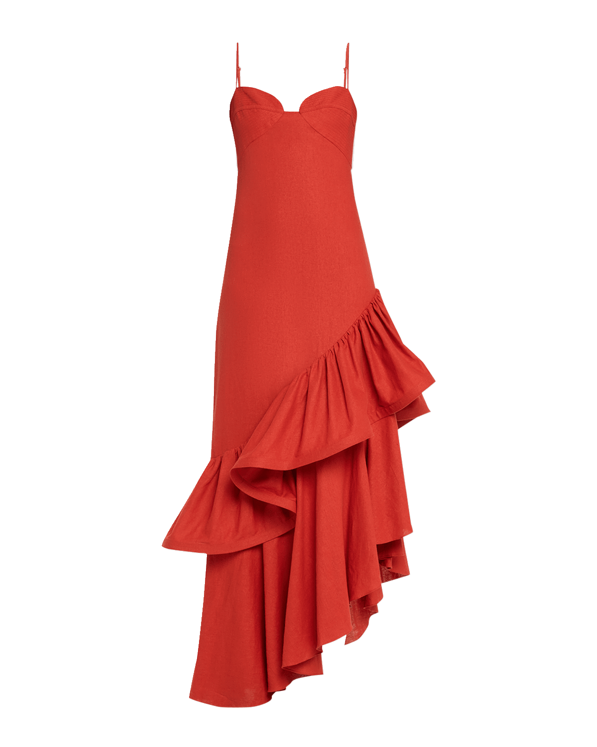 Johanna Ortiz Acercate Mas Tiered Ruffle Linen Ankle Dress