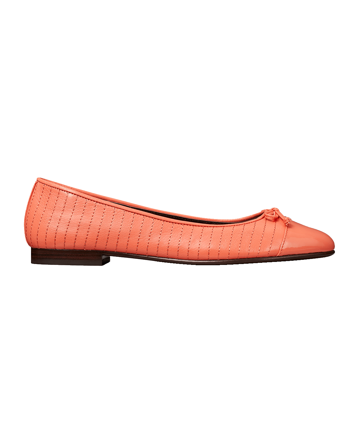 Tory Burch Quilted Cap-Toe Bow Ballerina Flats