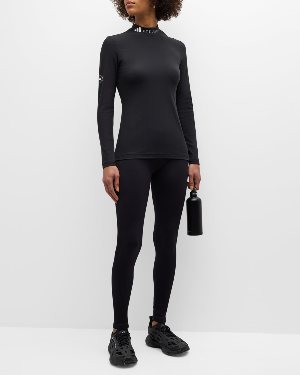 adidas by Stella McCartney Ribbed Mock-Neck Cutout Long-Sleeve Top