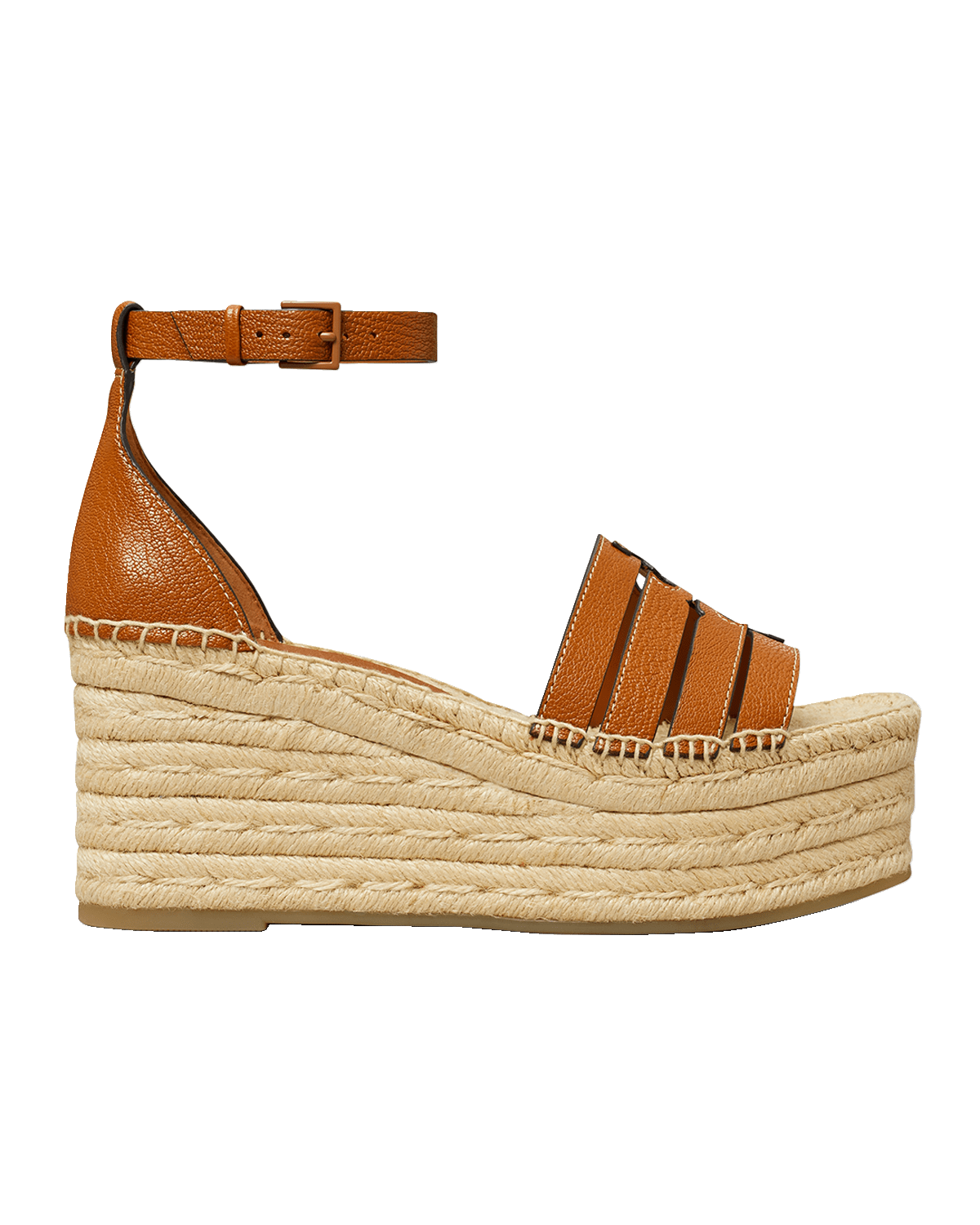 Tory Burch Ines Caged Leather Double T Espadrilles