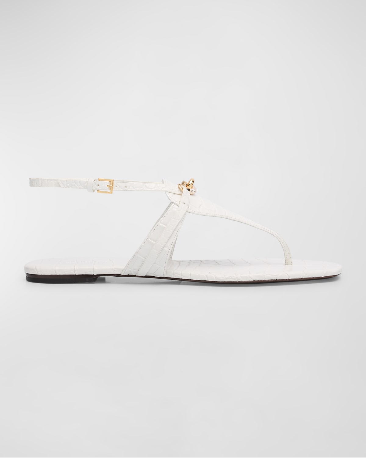 Tory Burch Jessa Croco Bit Chain Thong Sandals