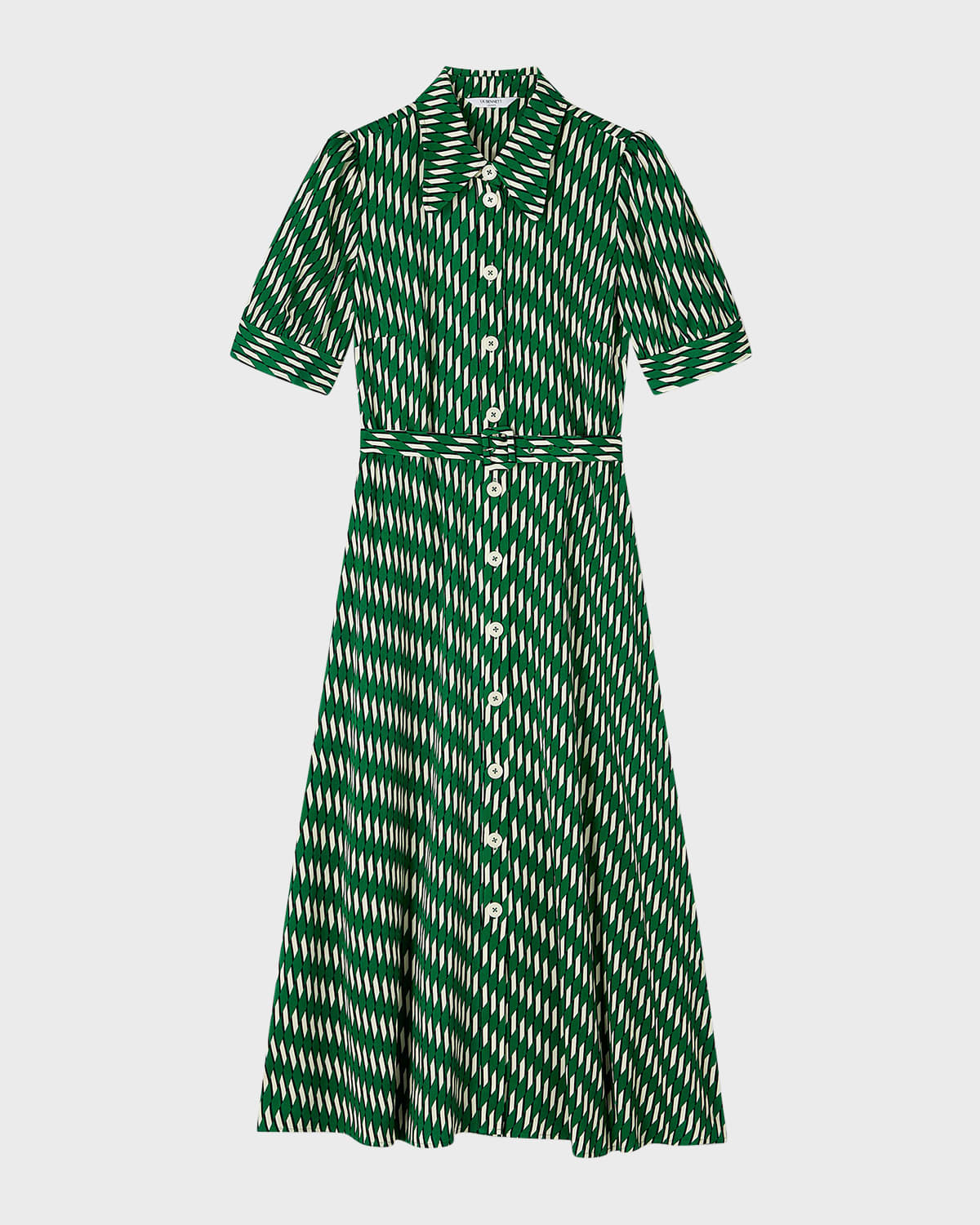 LK Bennett Valerie Belted Geometric-Print Midi Shirtdress