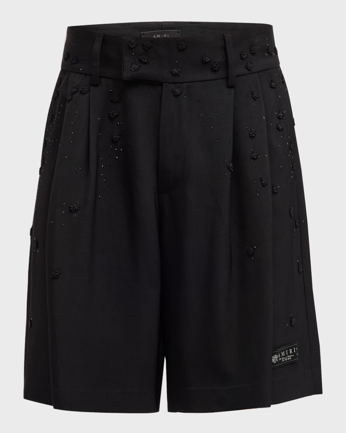 Amiri Men's Beaded Floral Skater Shorts